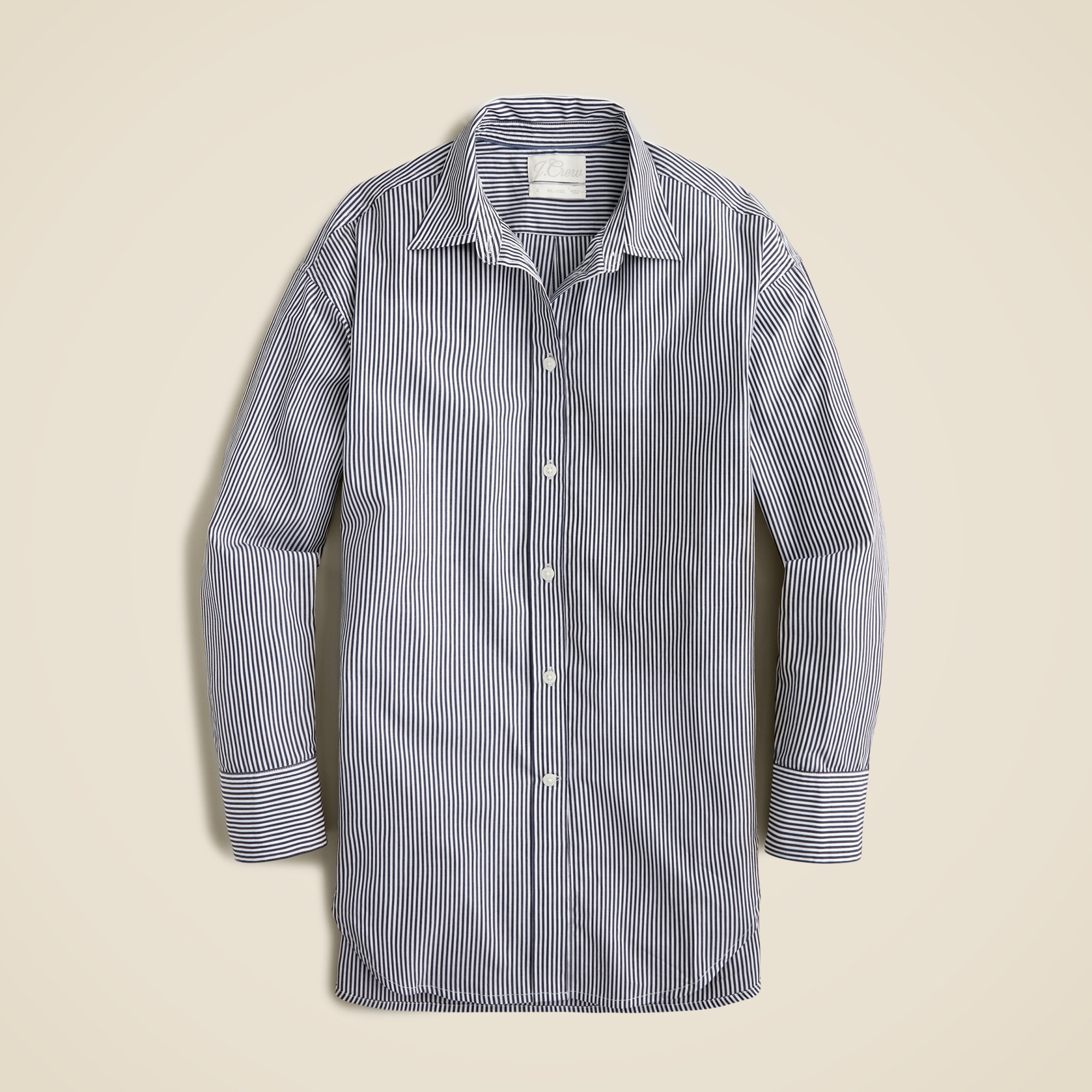 Tall relaxed-fit crisp cotton poplin shirt in navy stripe