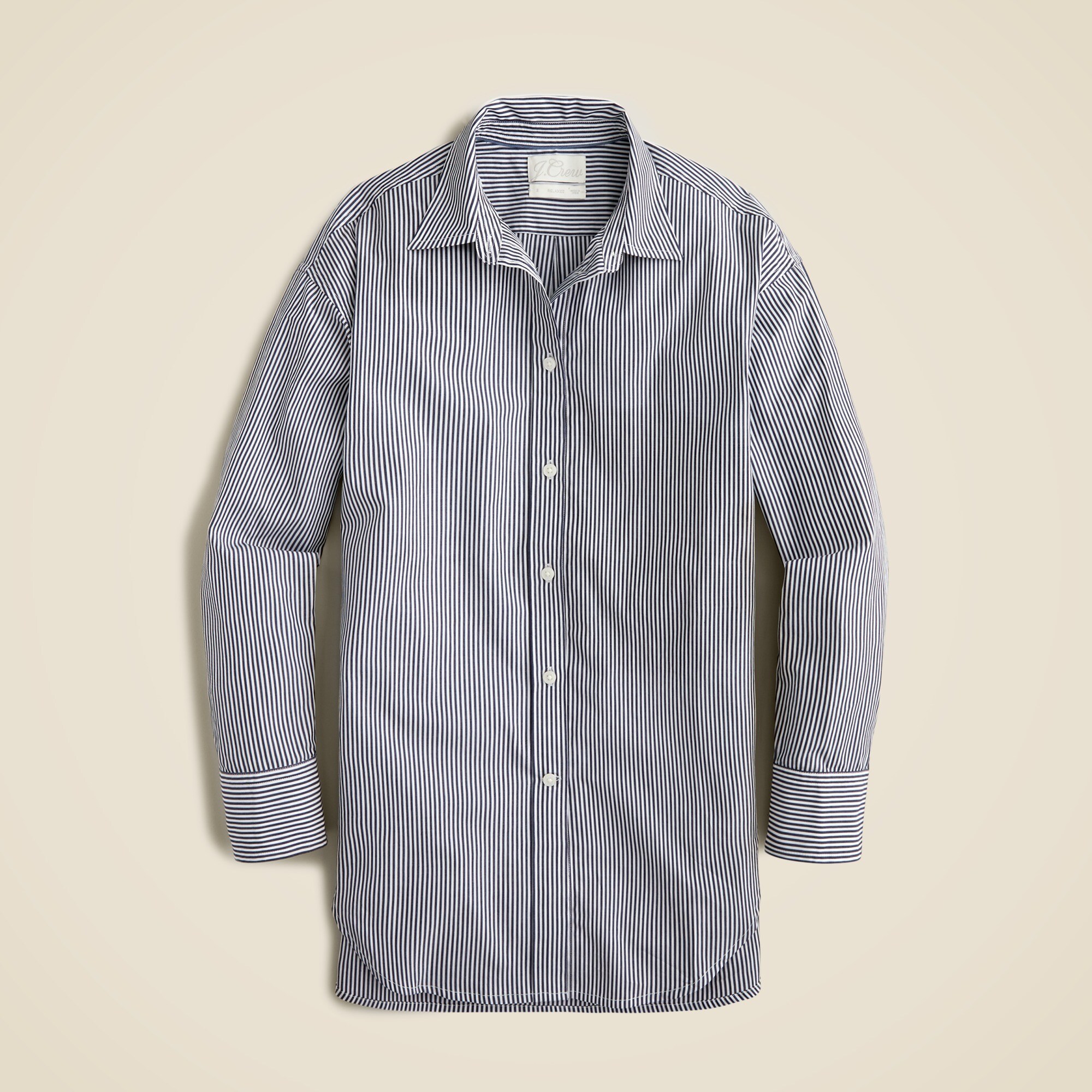 Tall relaxed-fit crisp cotton poplin shirt in navy stripe