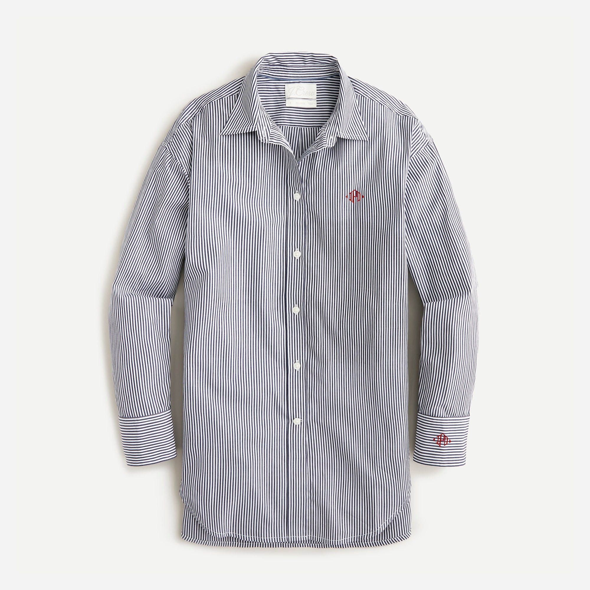 Tall relaxed-fit crisp cotton poplin shirt in navy stripe