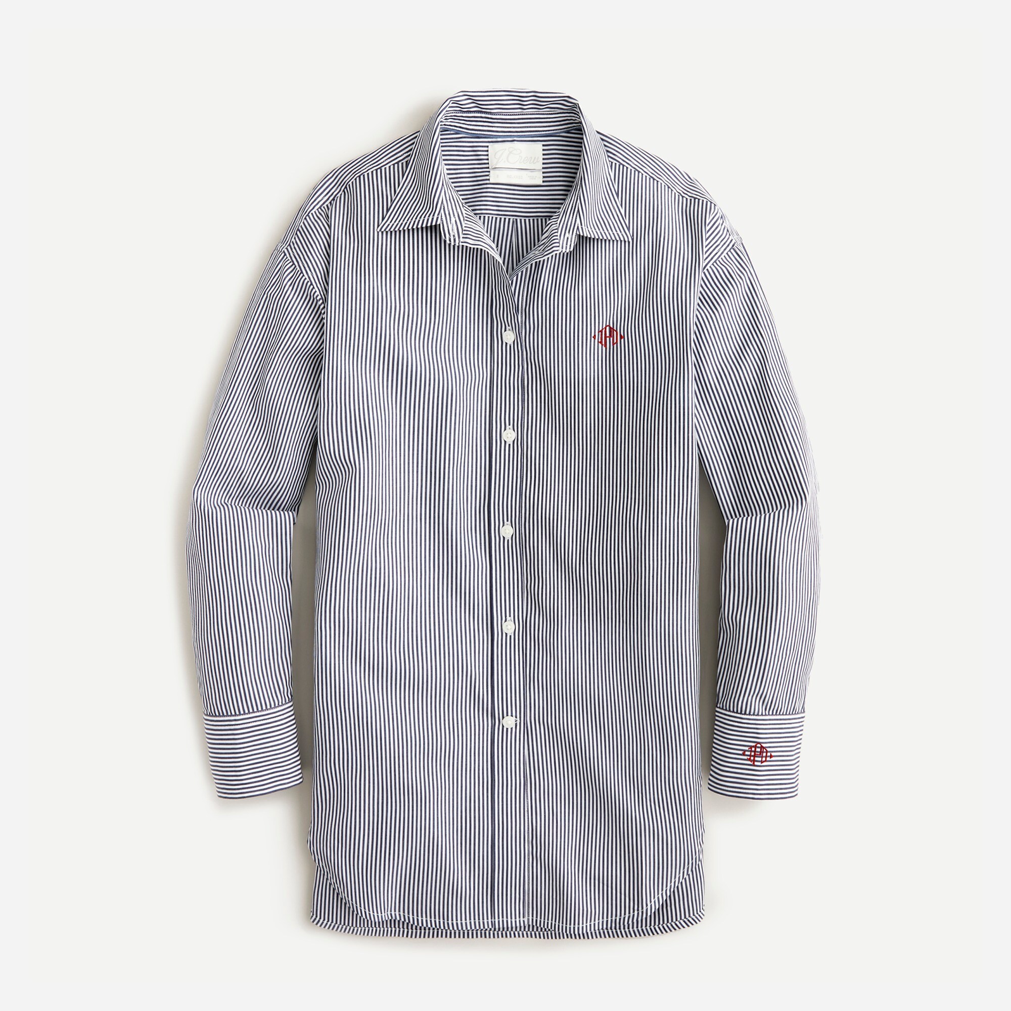 Tall relaxed-fit crisp cotton poplin shirt in navy stripe