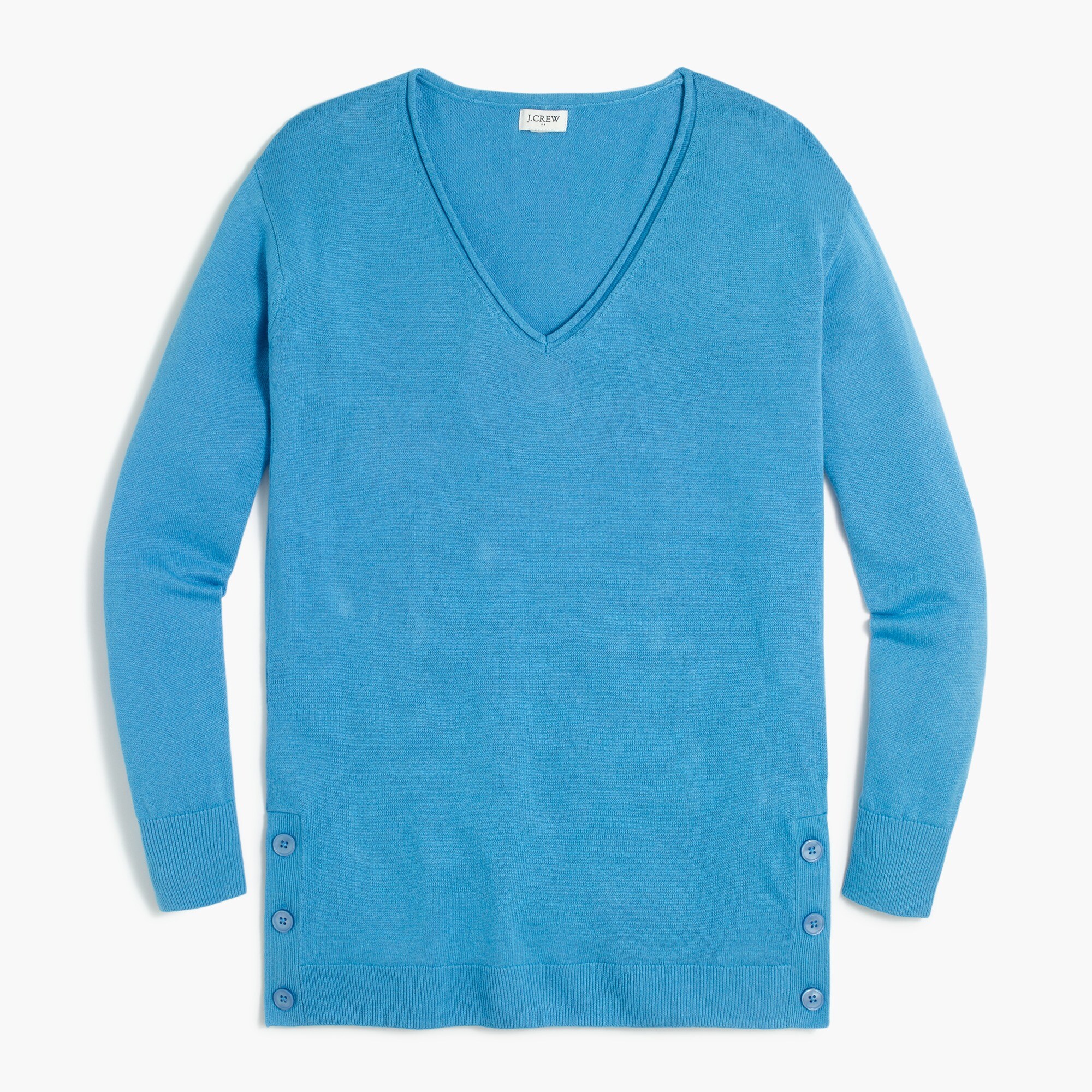 Linen-blend button tunic sweater