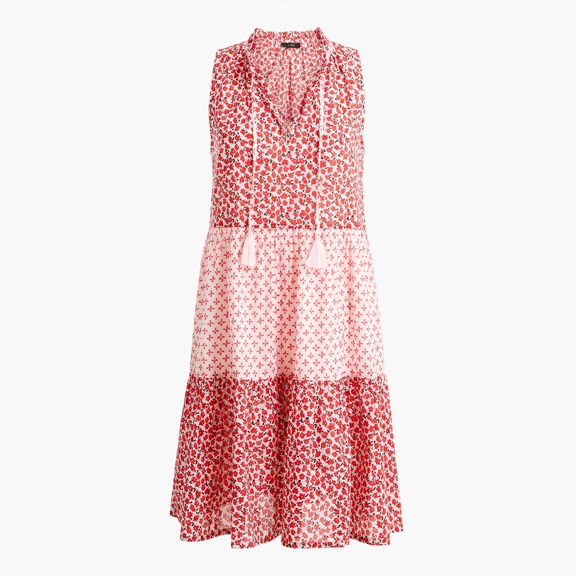 Sleeveless cover-up in mixed print