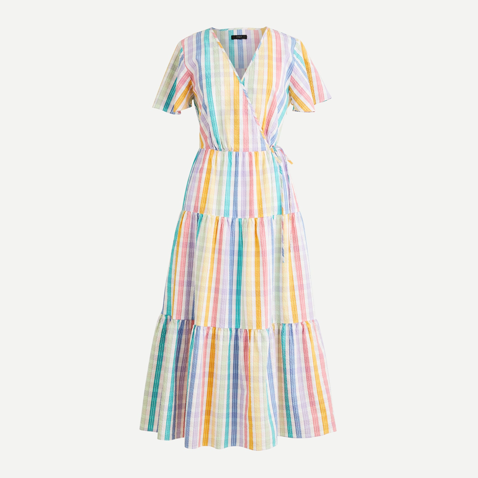 J.Crew: Faux-wrap Dress In Rainbow Gingham For Women