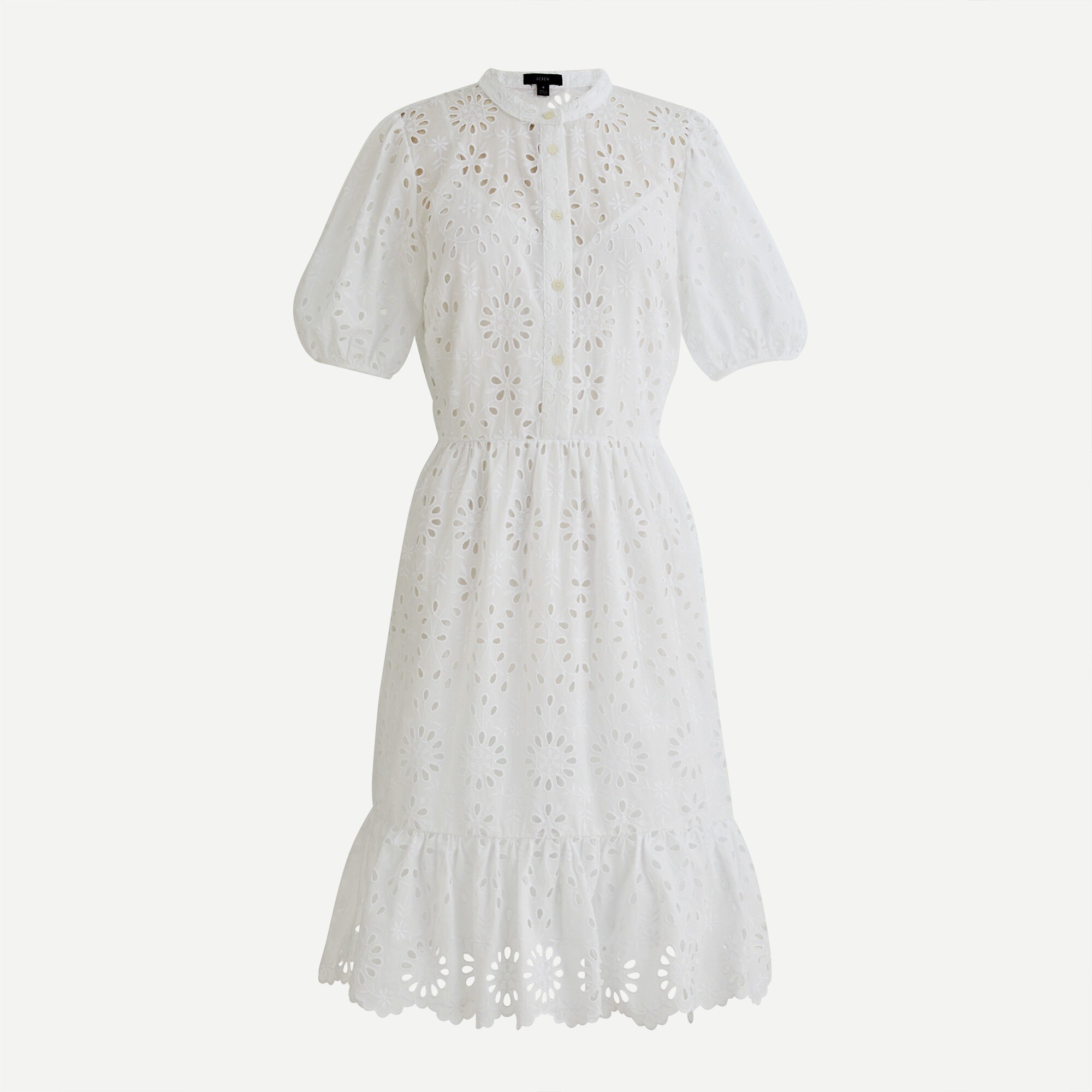 Puff-sleeve eyelet dress