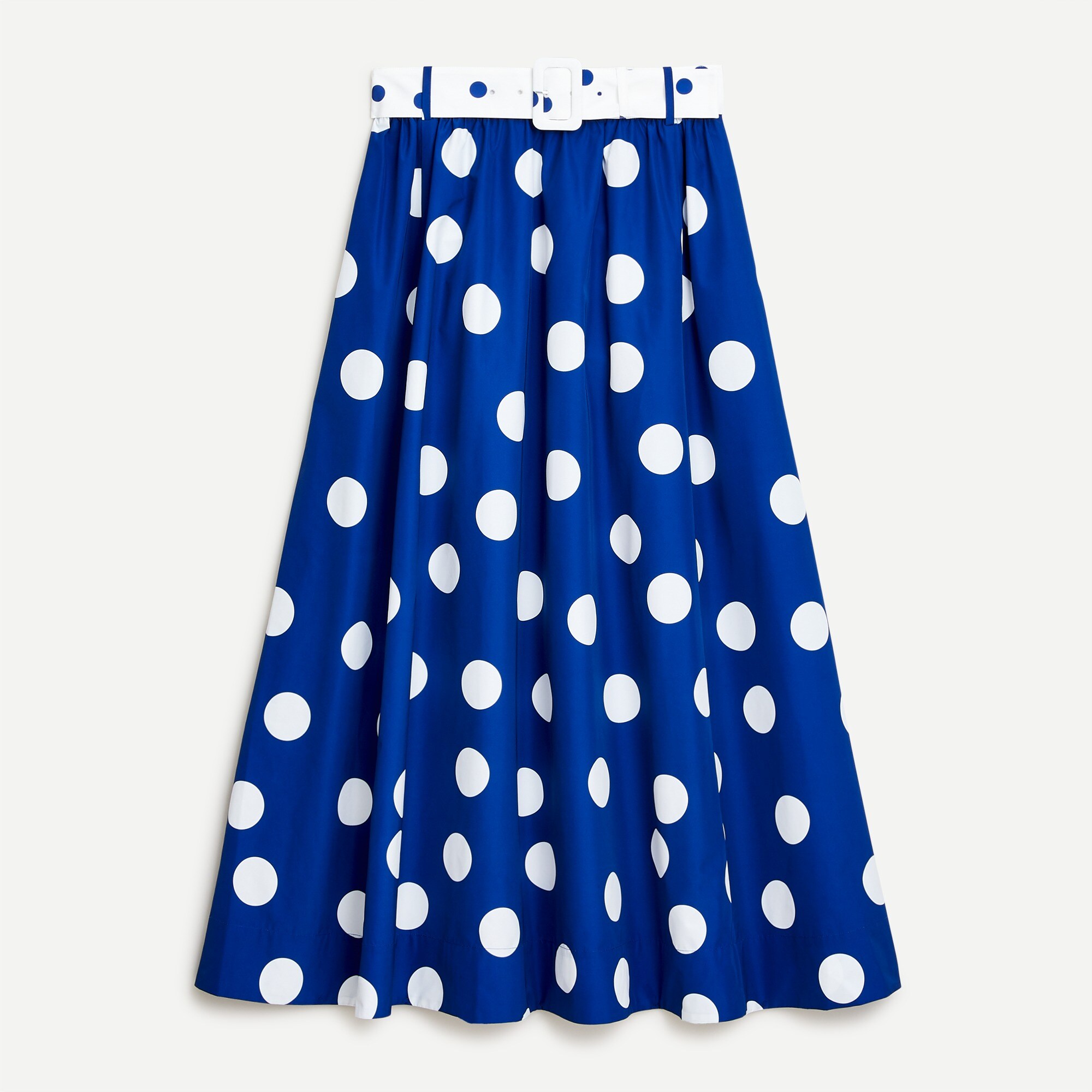 Belted maxi skirt in polka dot
