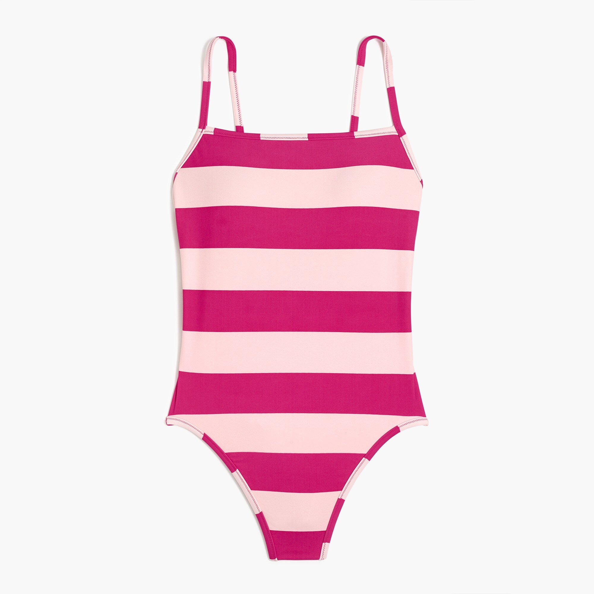 Rugby stripe square-neck one-piece swimsuit