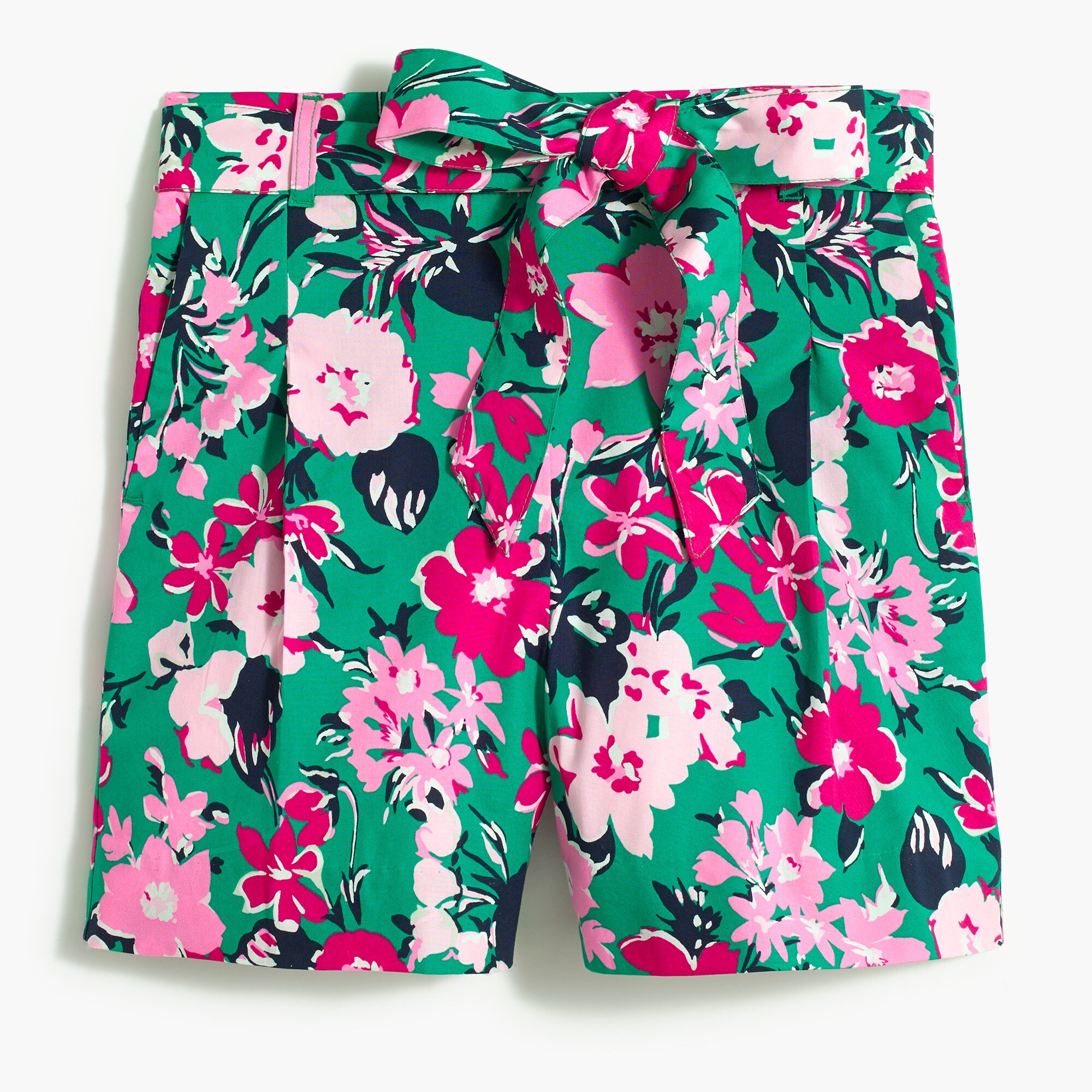 Tie-waist short in cotton poplin