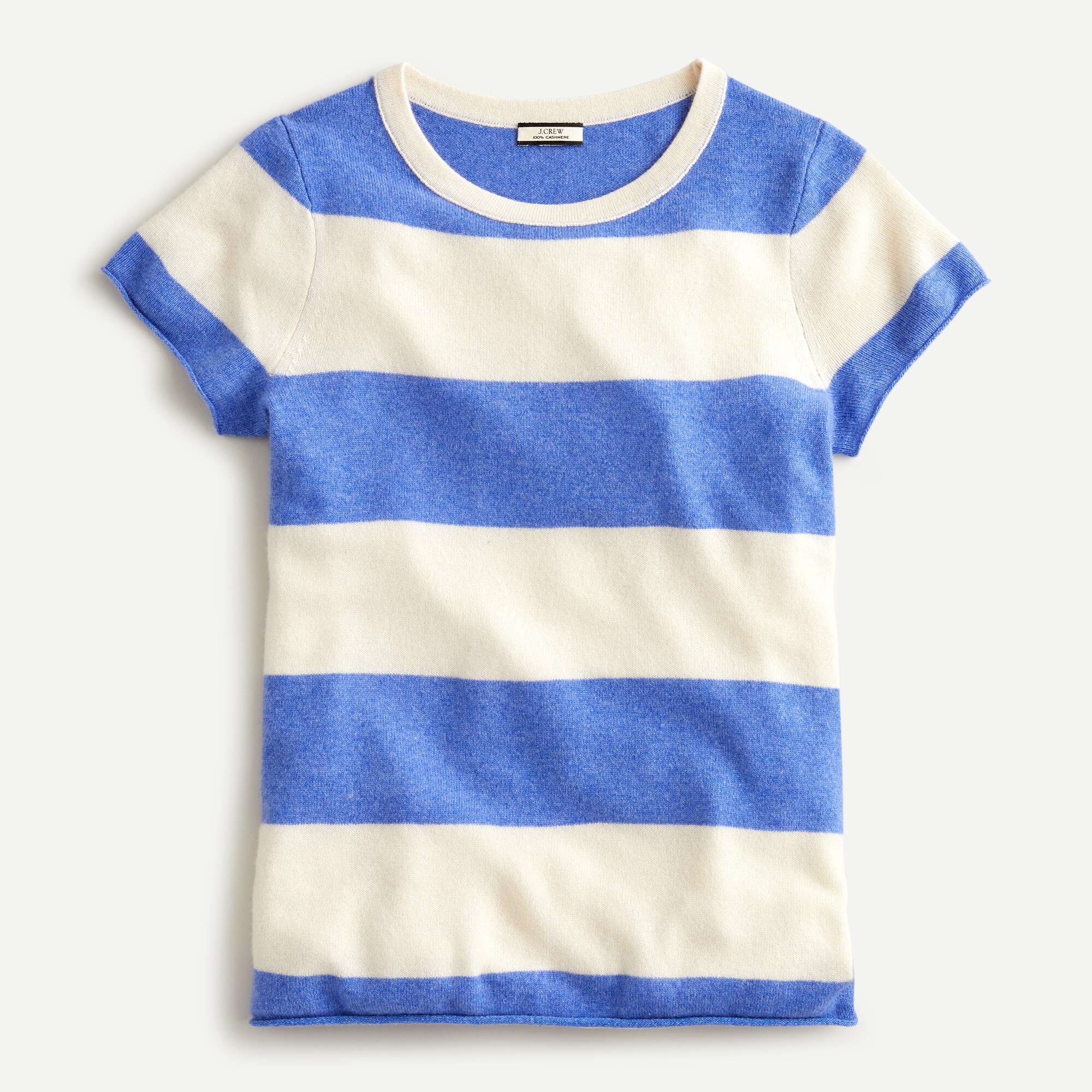 J.Crew Shortsleeve Cashmere Tshirt In Rugby Stripe For Women