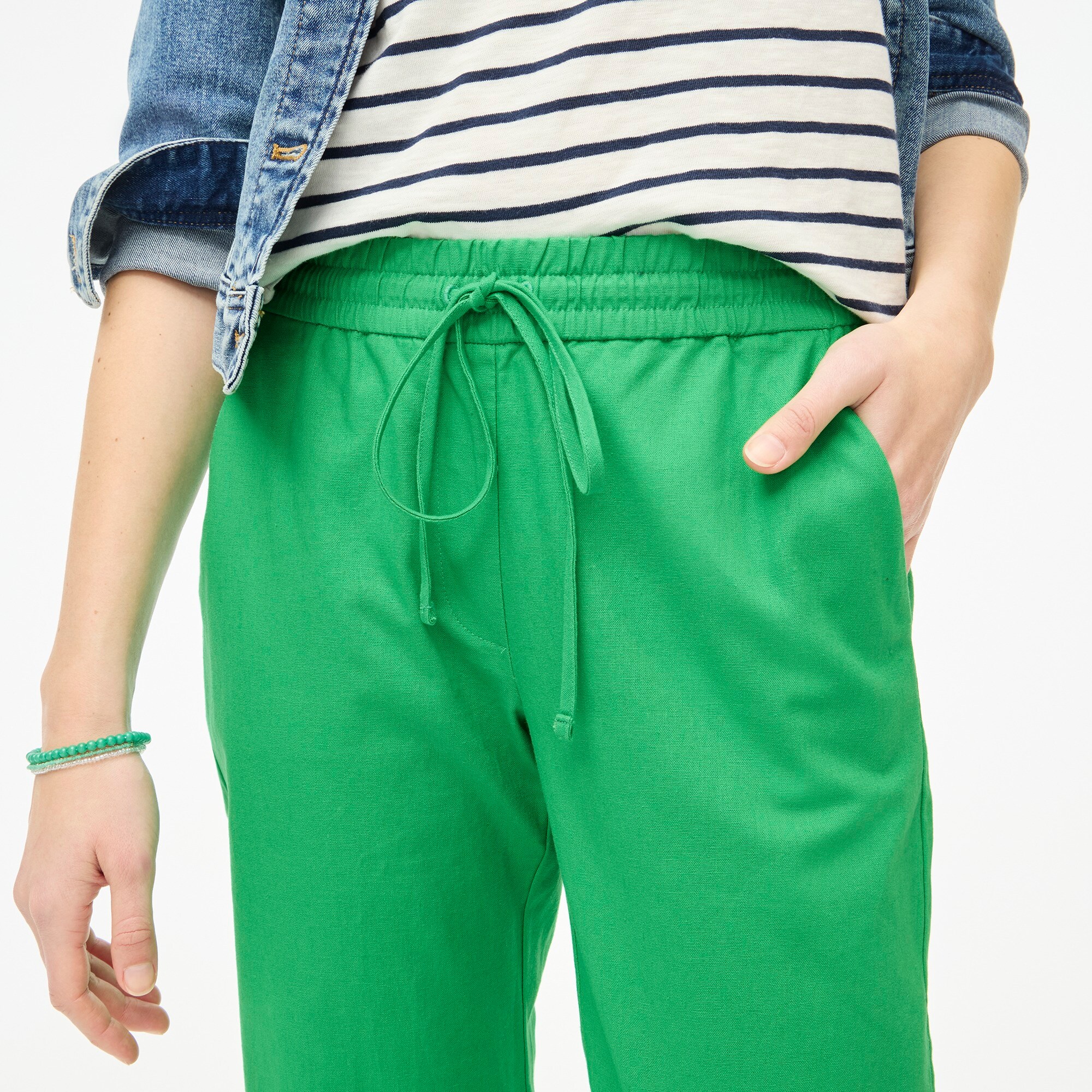 Factory Linen cotton Blend Drawstring Pant For Women