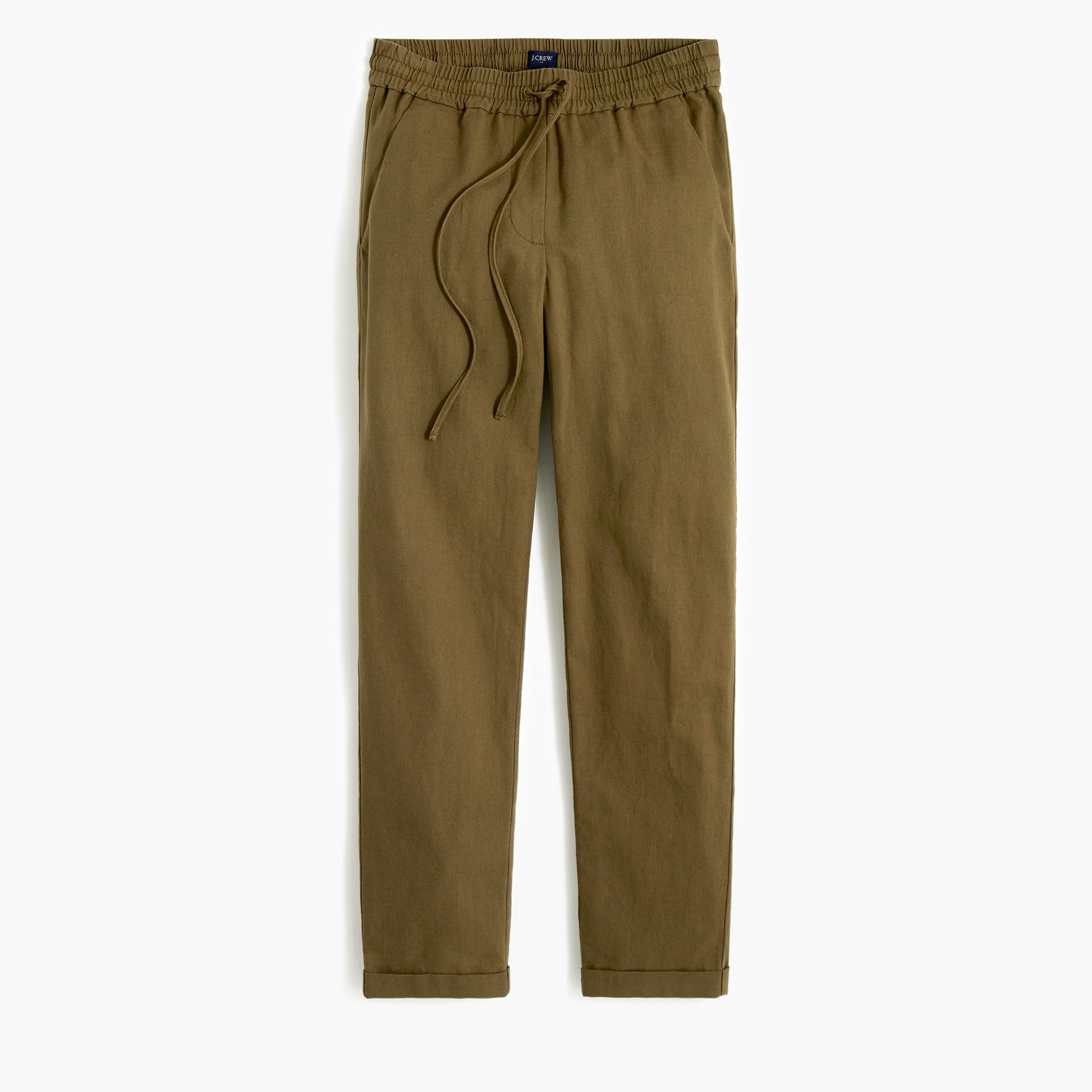 Linen-cotton blend drawstring pant