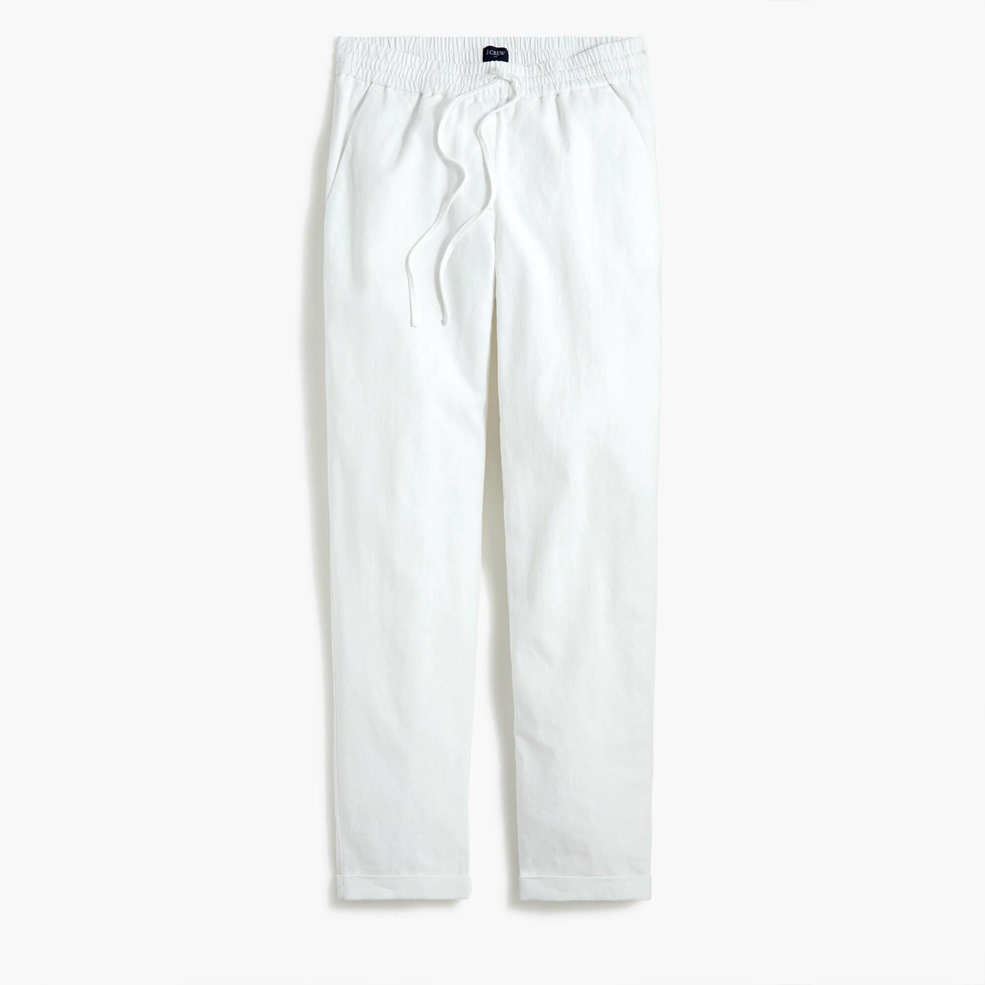 linen-cotton blend drawstring pant for women