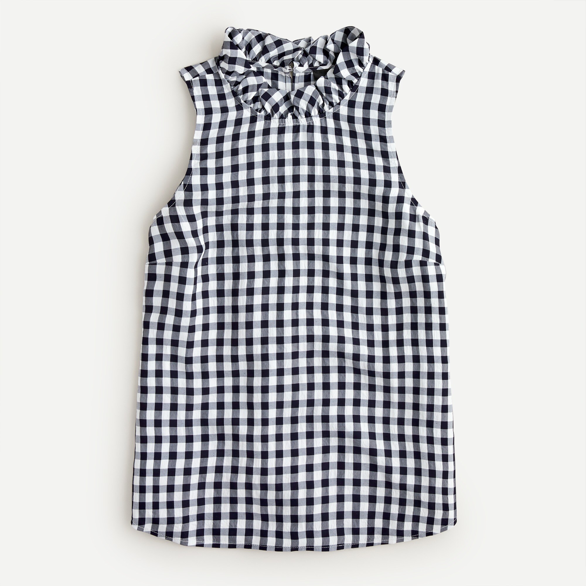 Ruffleneck top in drapey gingham