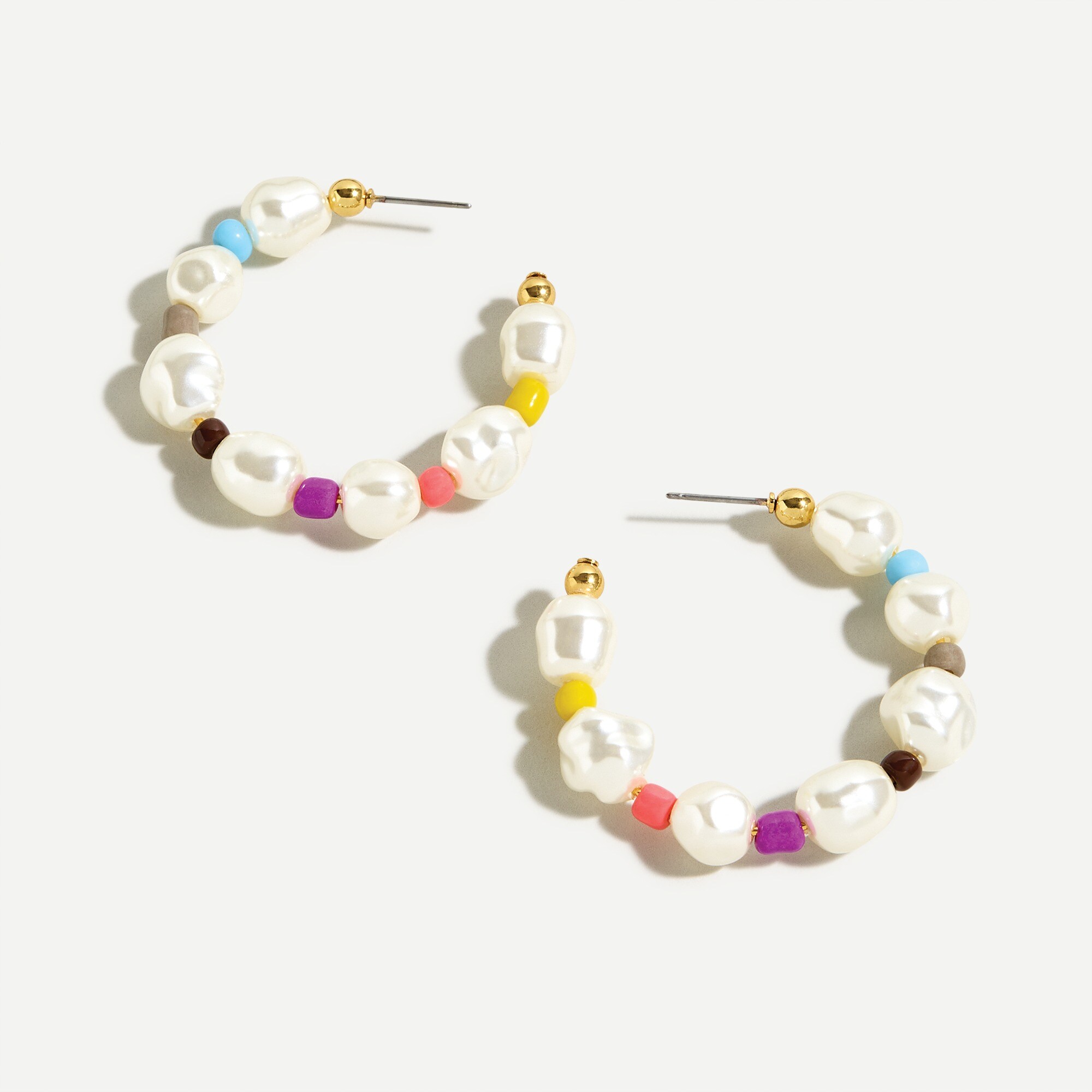 J.Crew Rainbow Pop Pearl Hoop Earrings For Women
