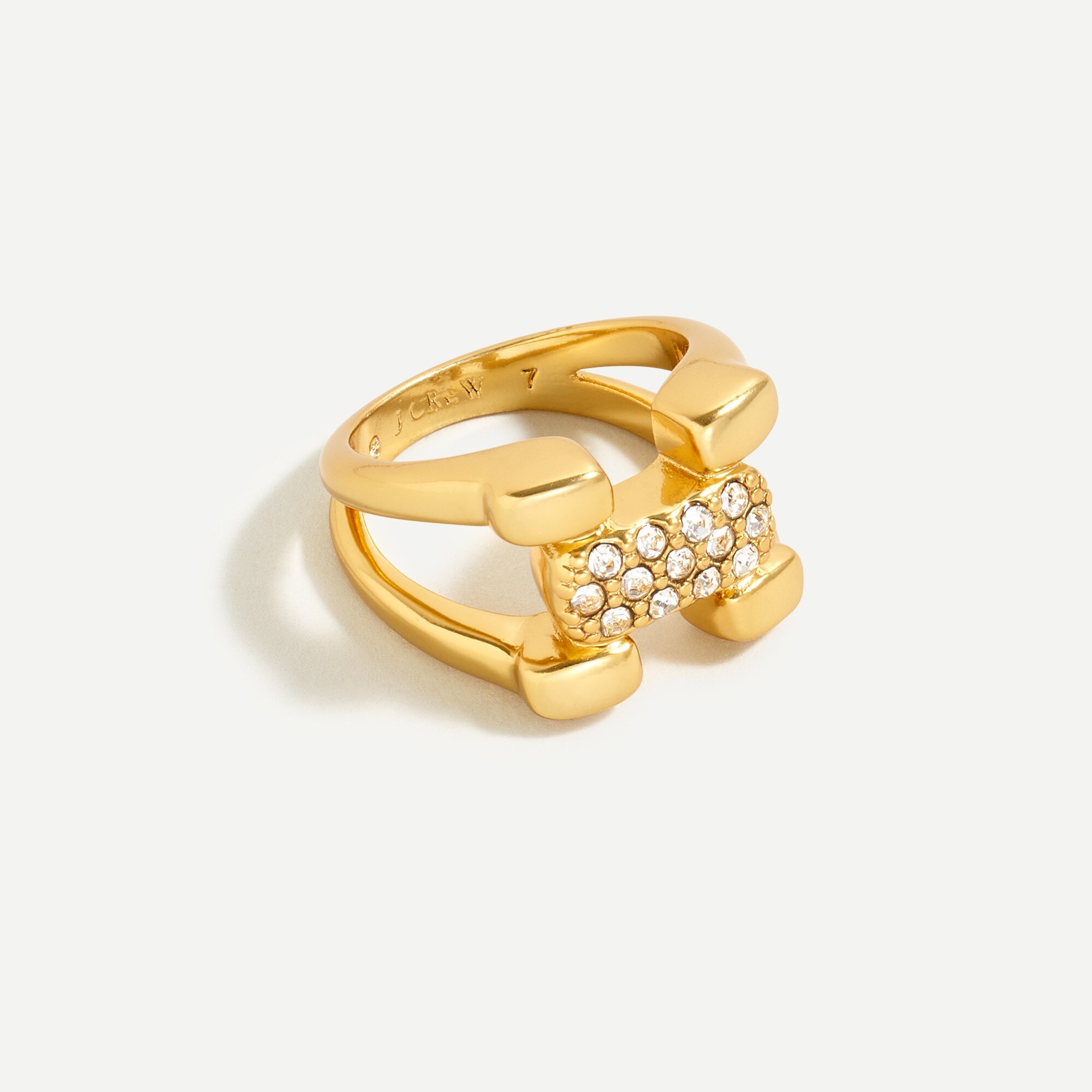 Flat-link gold pavé ring