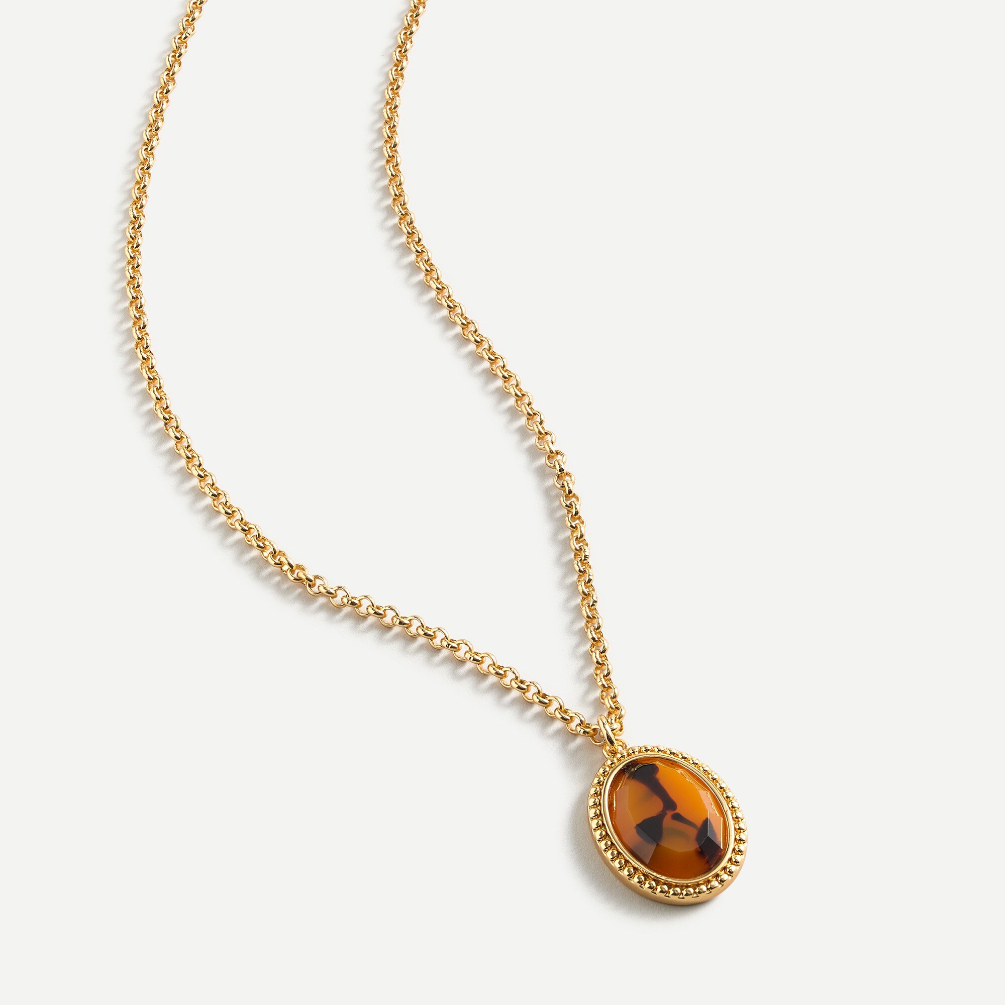 Faux tortoise button pendant necklace