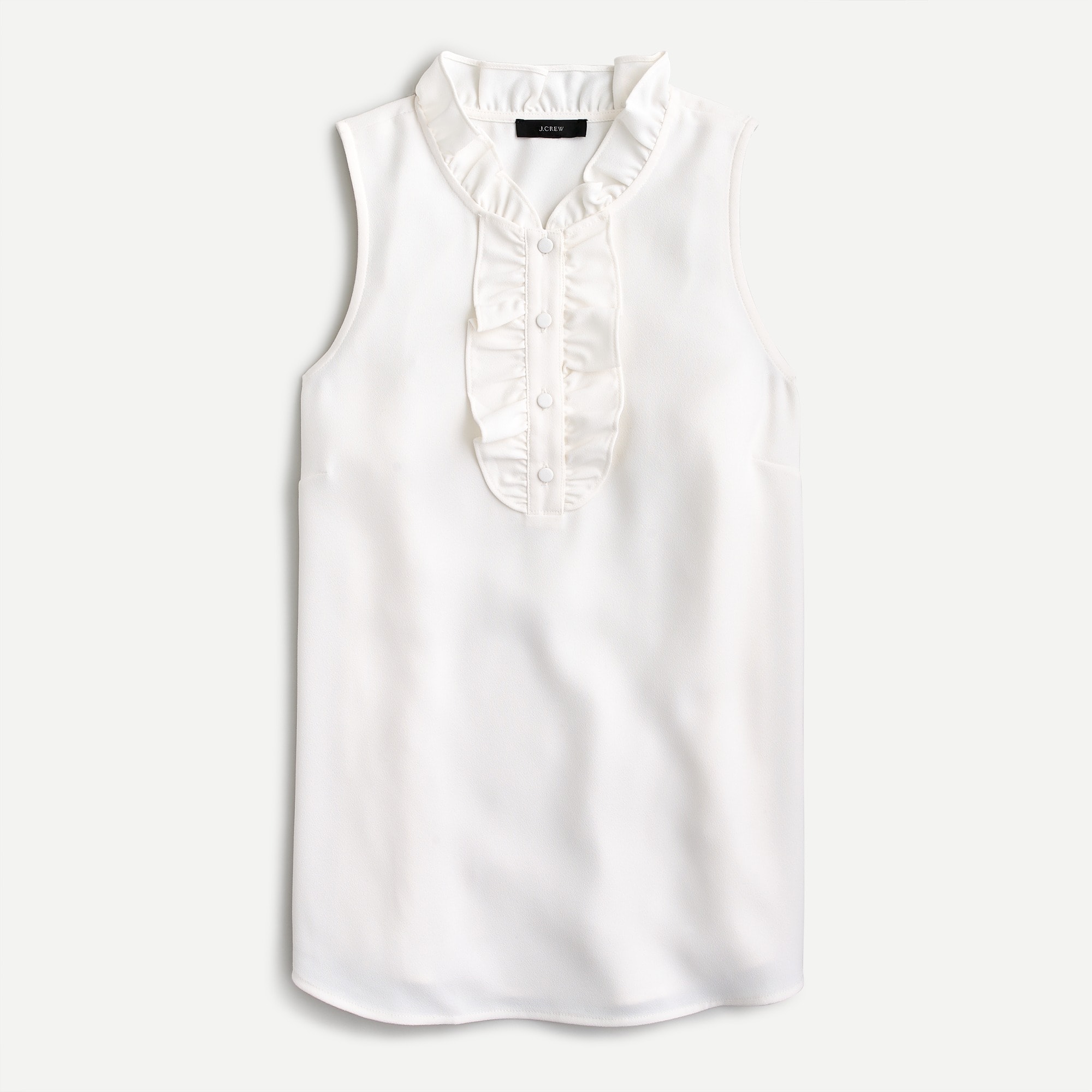 J.Crew: Ruffled Sleeveless Top In 365 Crepe For Women