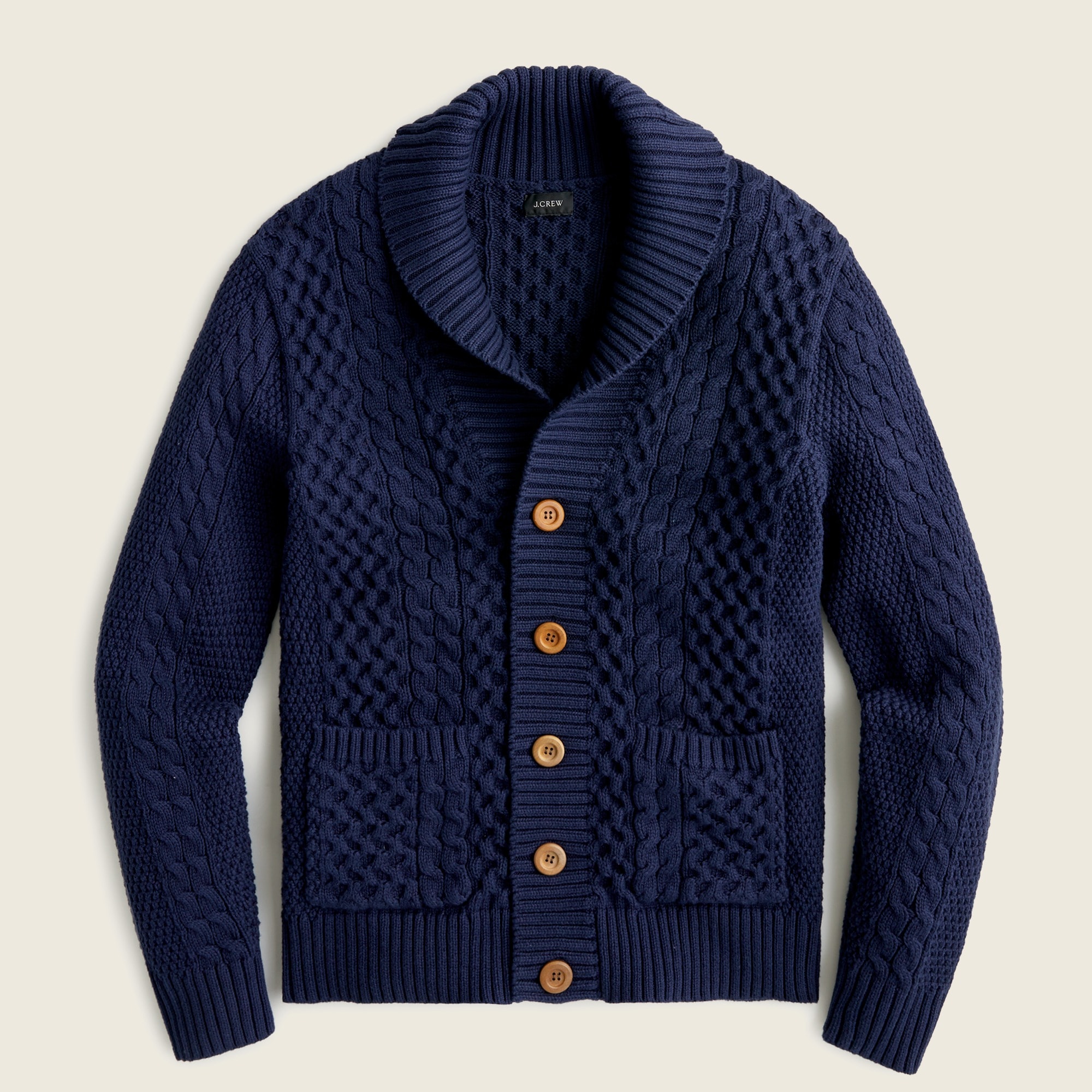 J.Crew: Cotton Cable-knit Shawl-collar Cardigan For Men