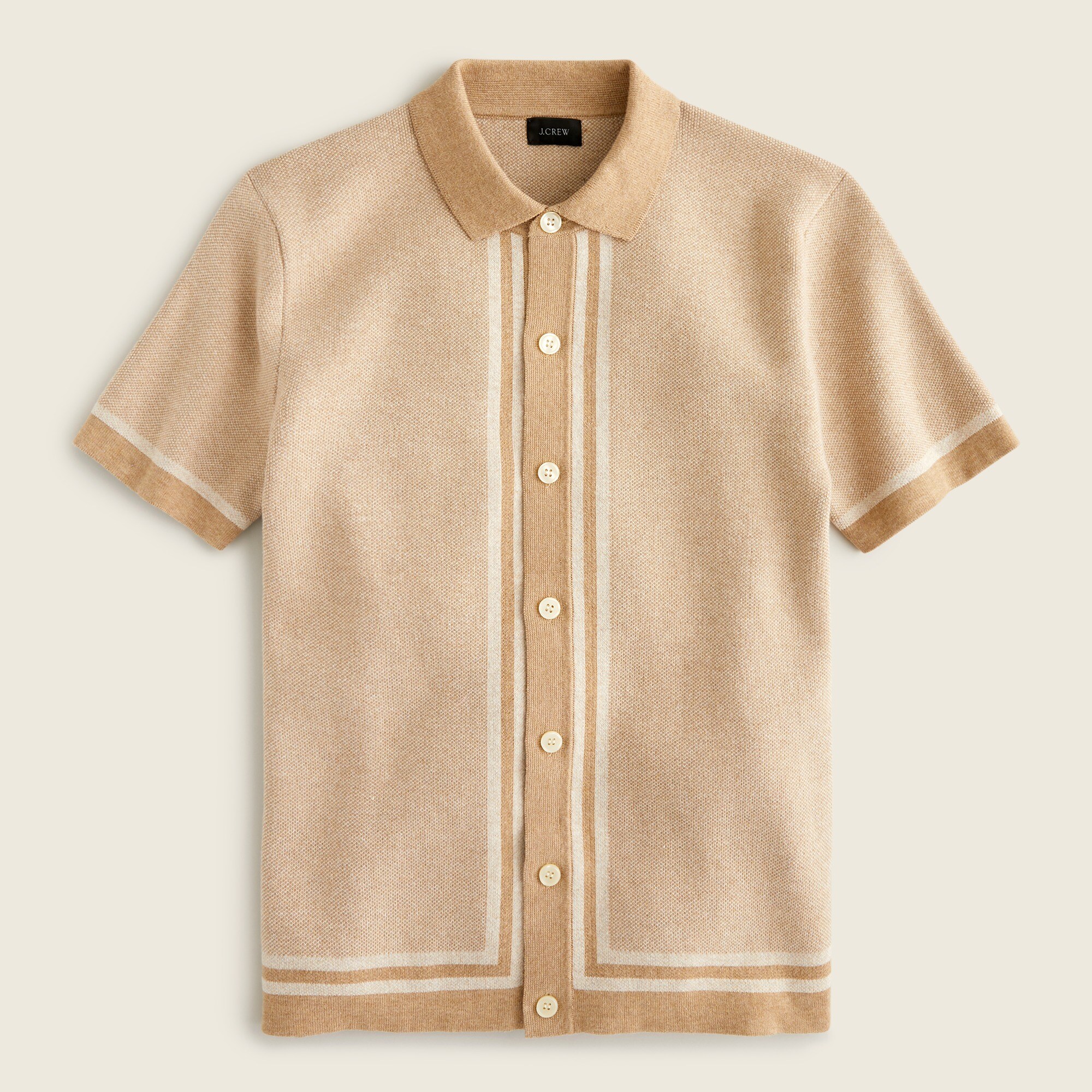 Cotton bird's-eye short-sleeve polo sweater