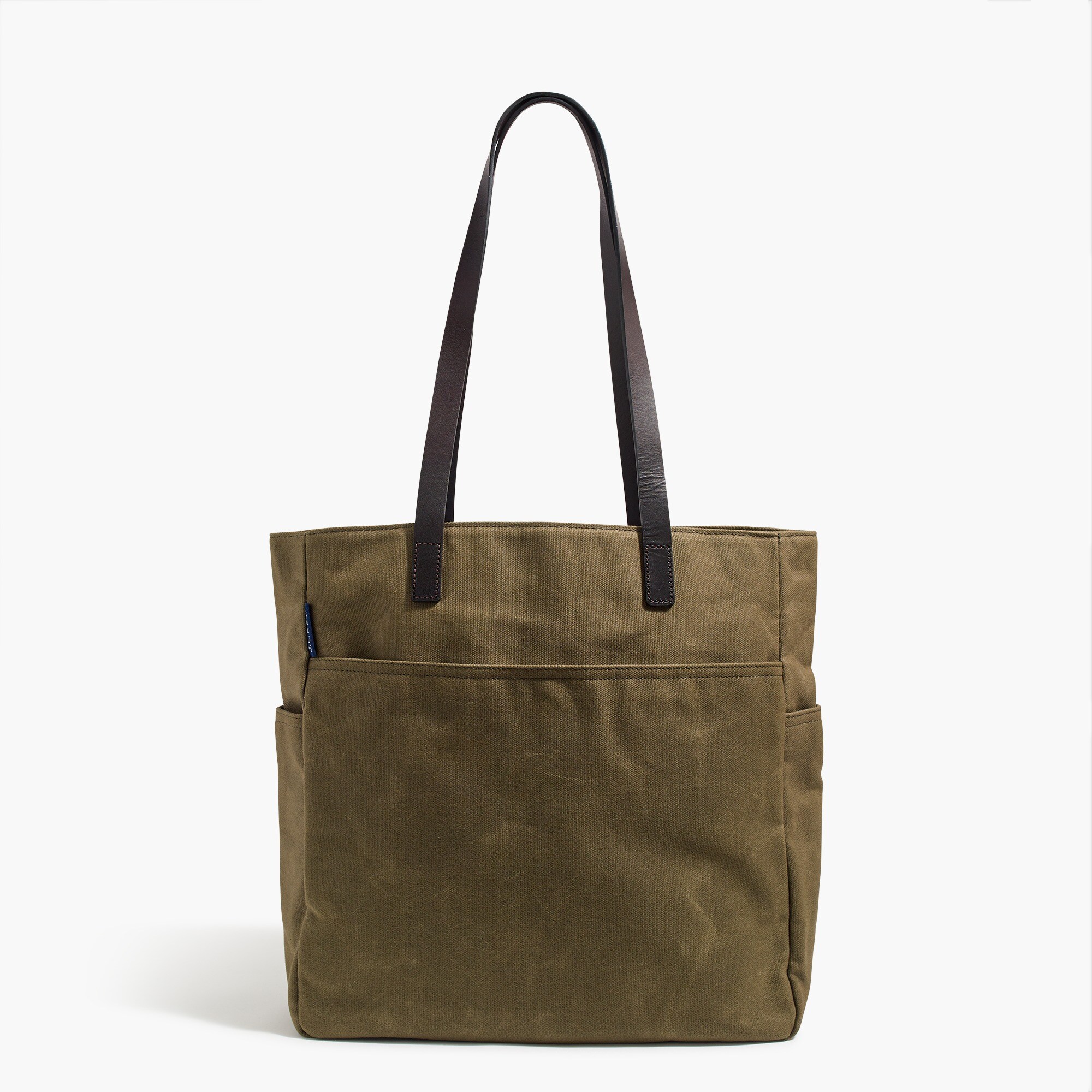 canvas tote bag with leather straps for men