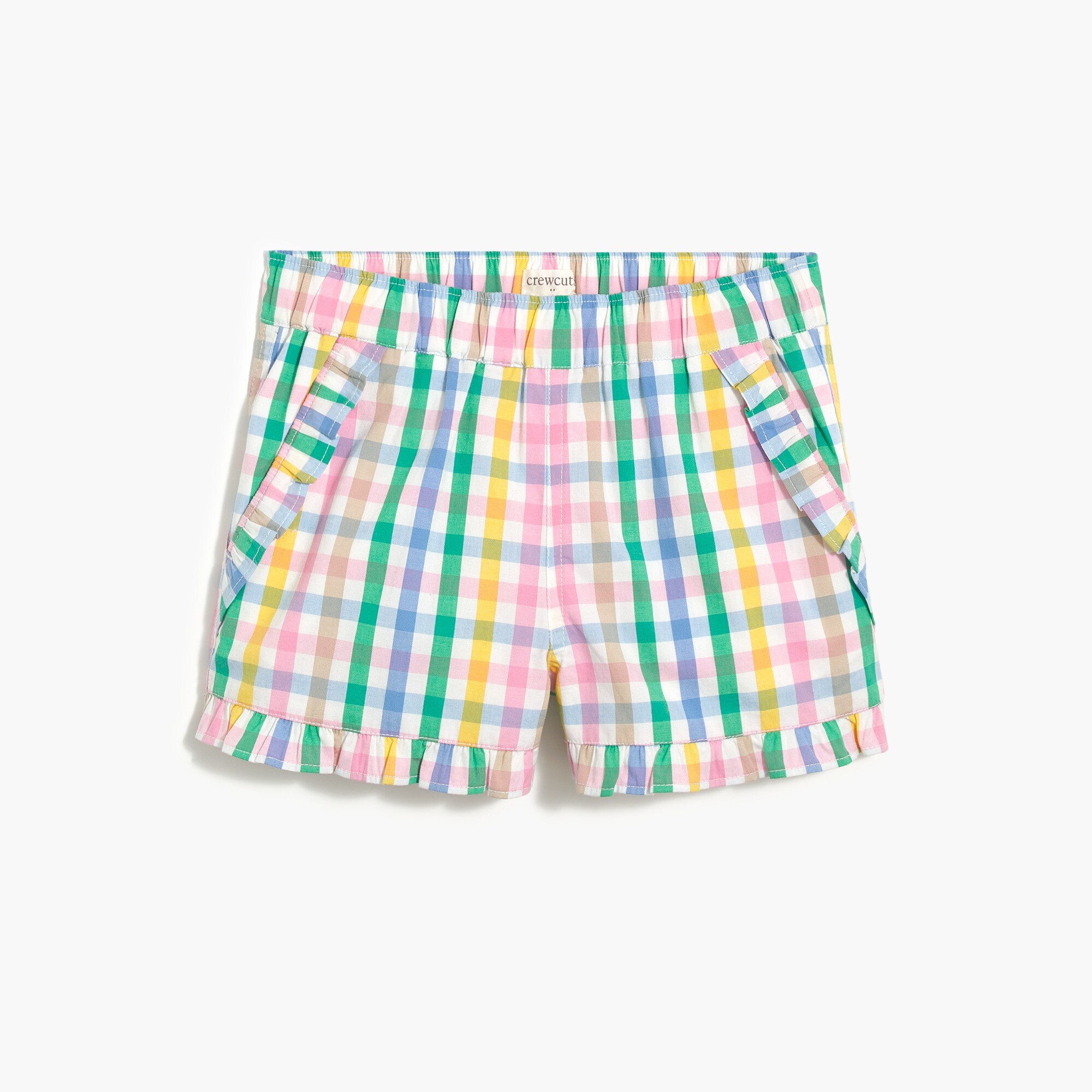 Girls' cotton poplin ruffle-trim short