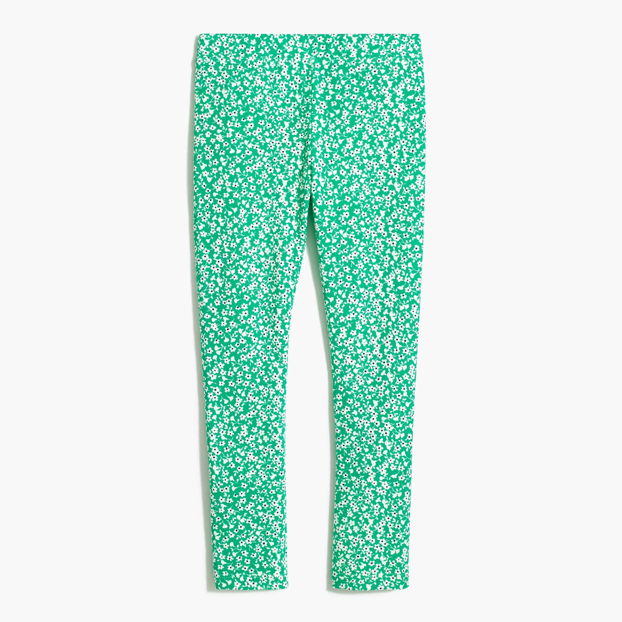 Girls' green floral leggings