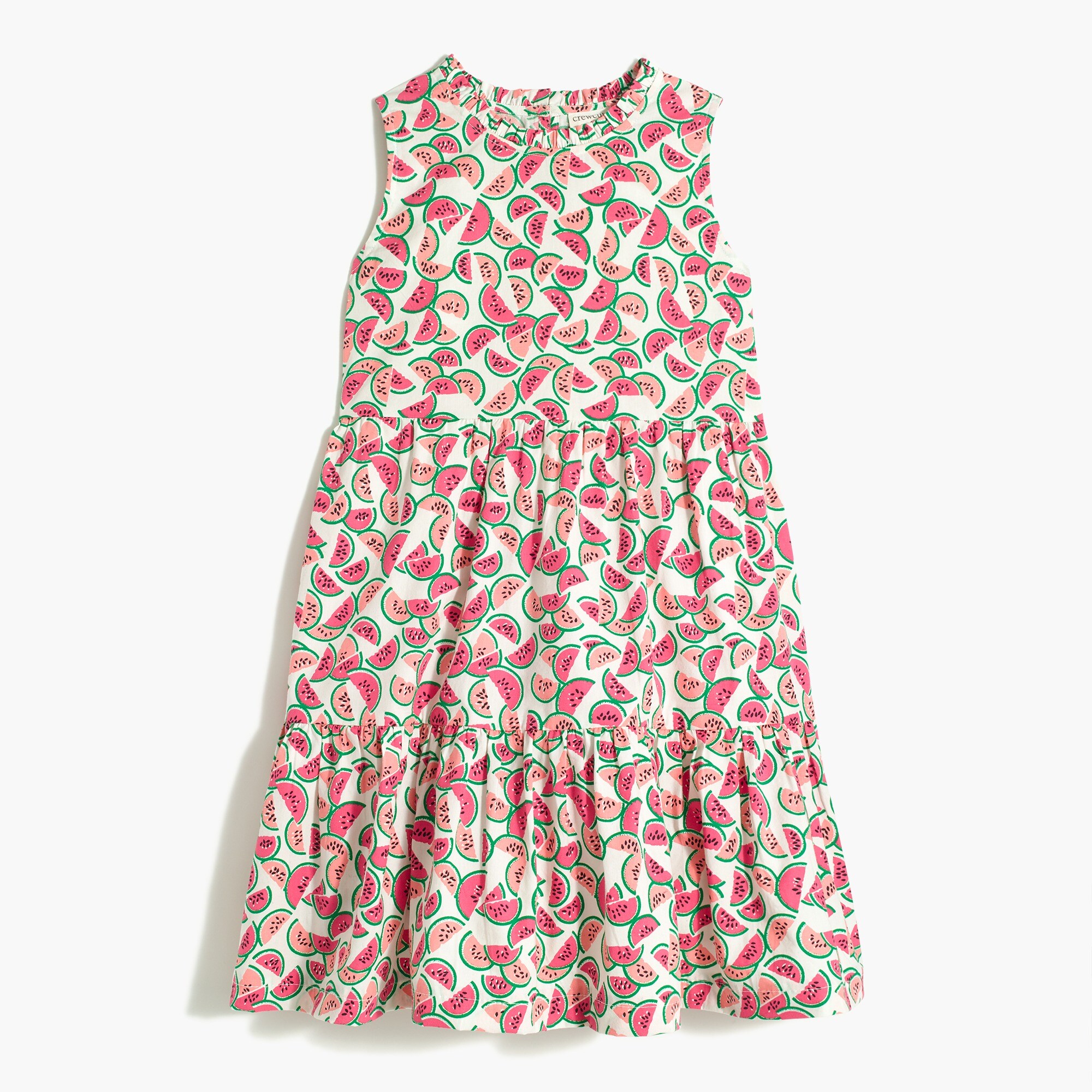 Girls' tiered dress in cotton poplin