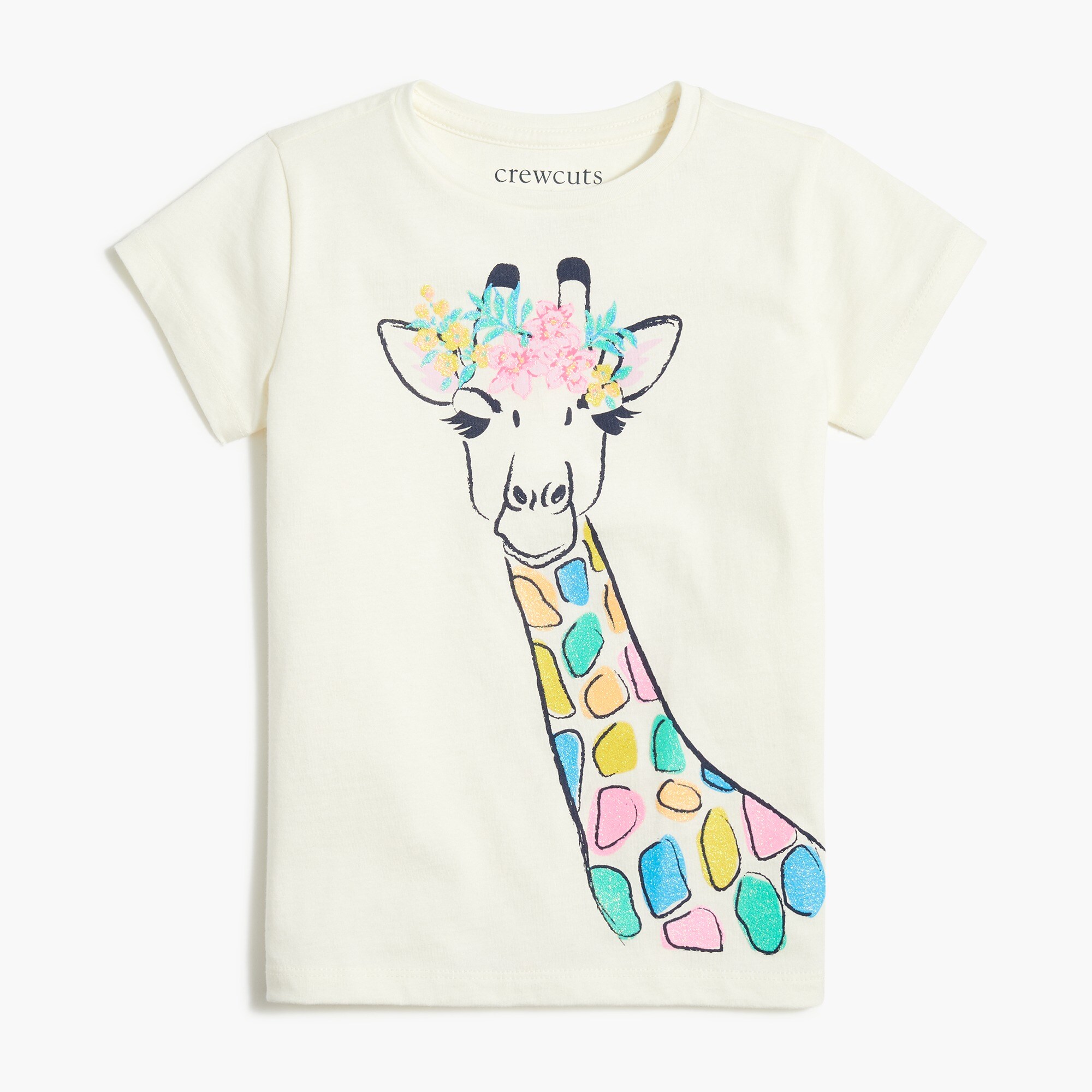 Girls' rainbow giraffe graphic tee