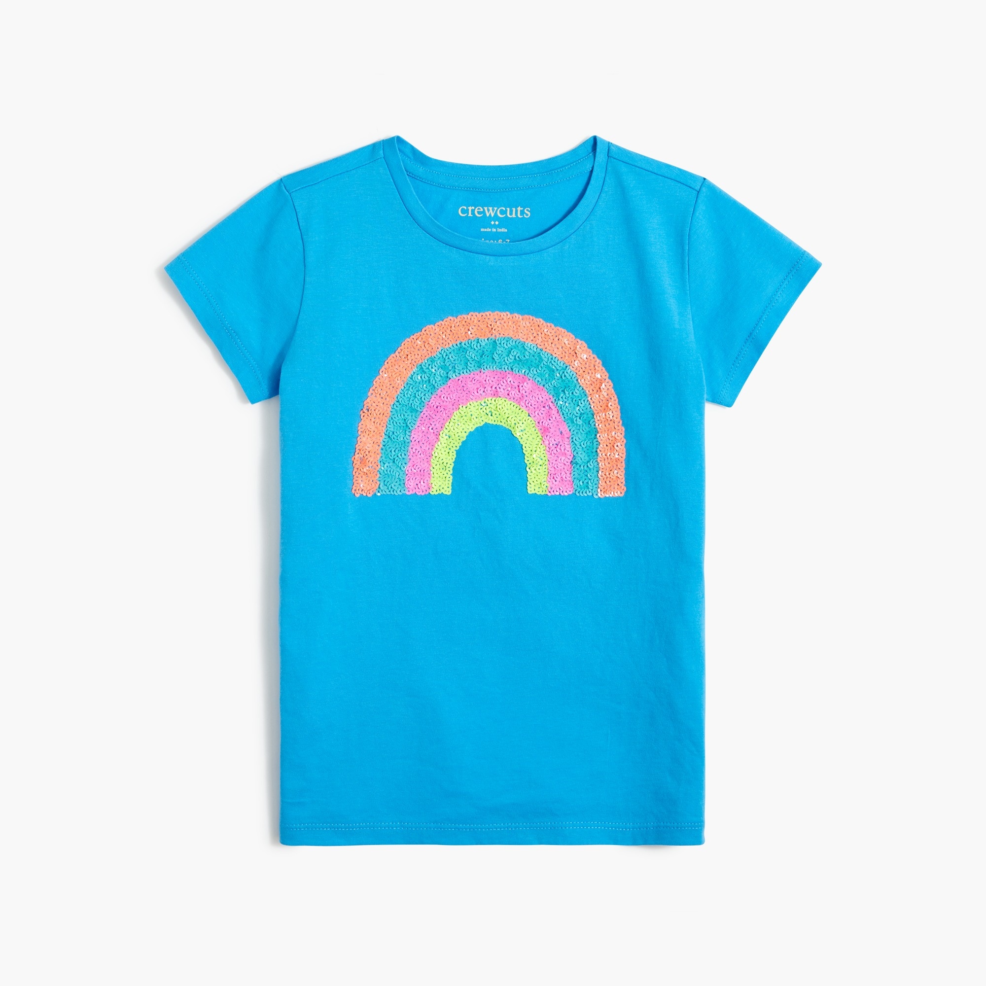 Girls' sequin rainbow graphic tee