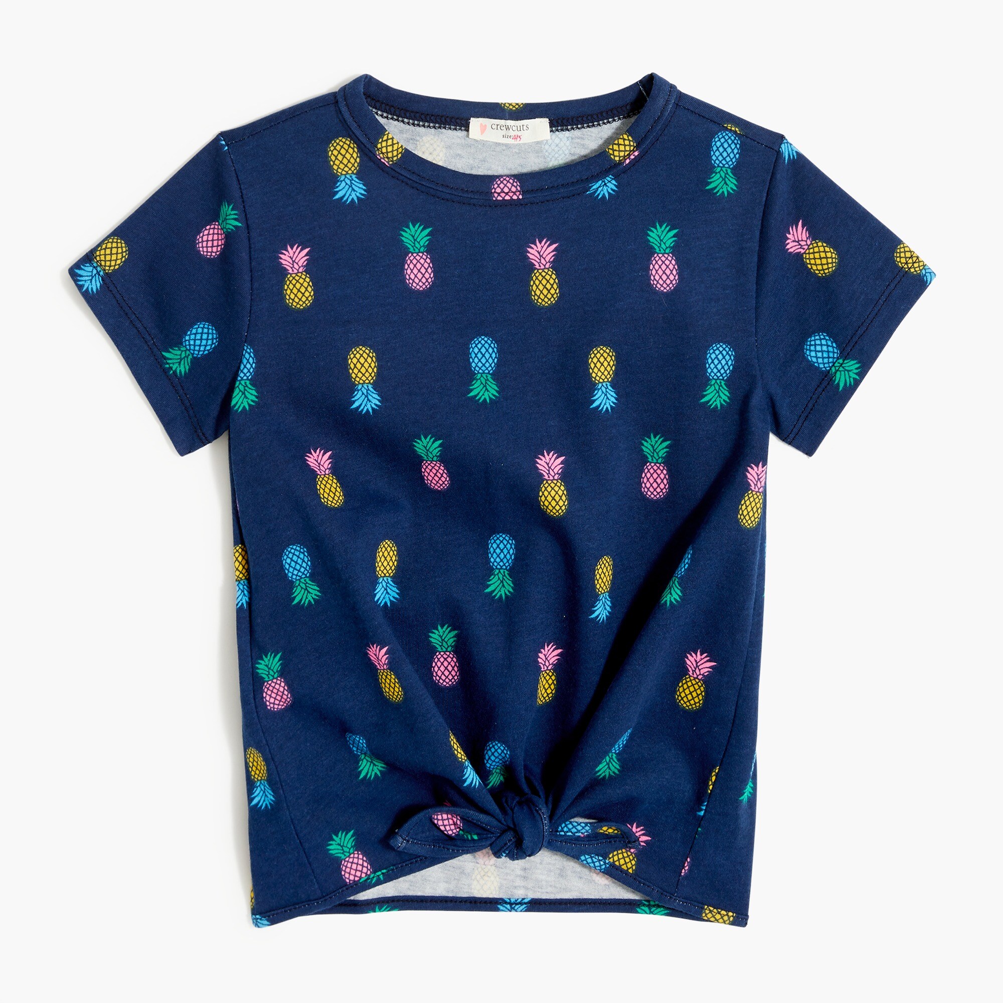 Girls' rainbow pineapple tie-front tee