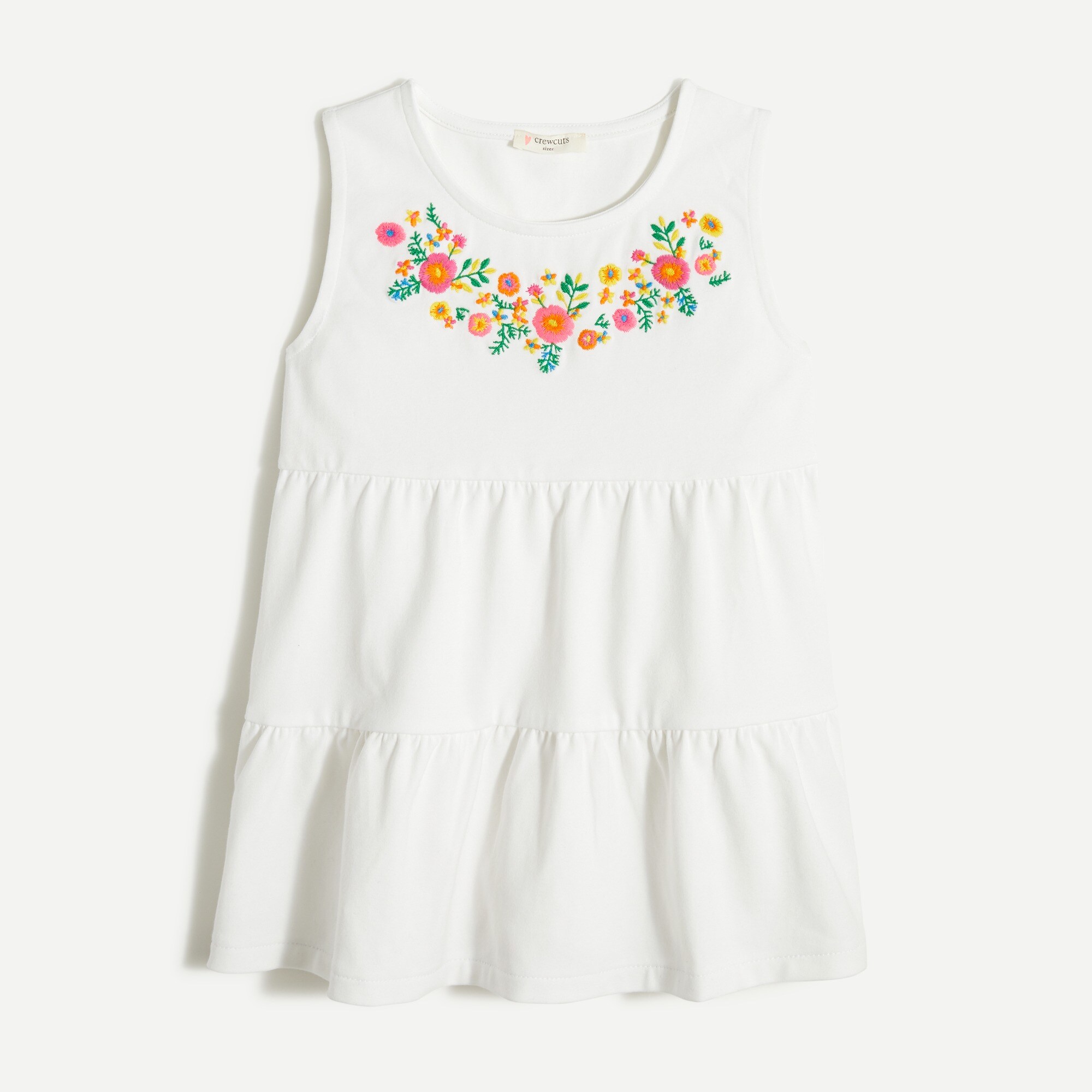Girls' embroidered knit tiered tank top