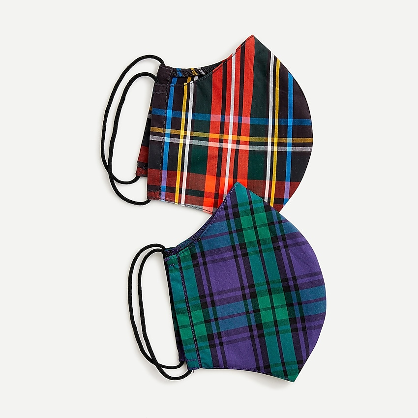 j.crew: pack-of-two nonmedical face masks in mixed tartans