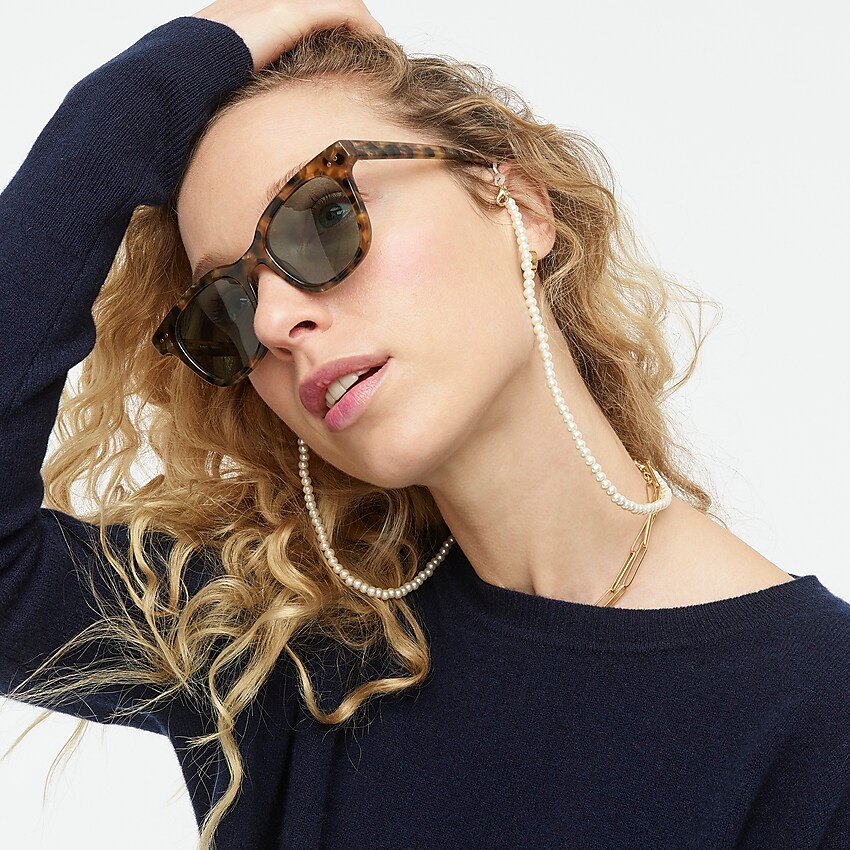 j.crew: pearl sunglasses and mask chain for women, right side, view zoomed