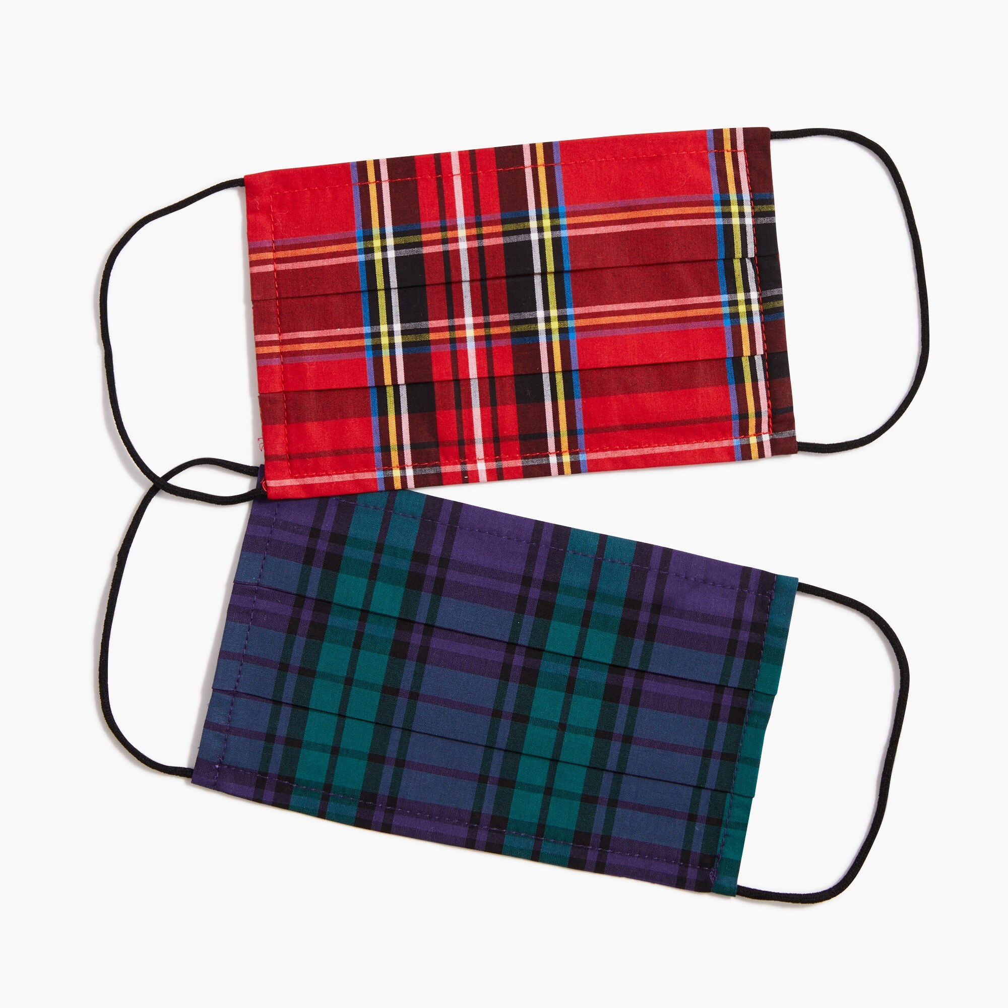 Kids' pack-of-two nonmedical face masks in tartan