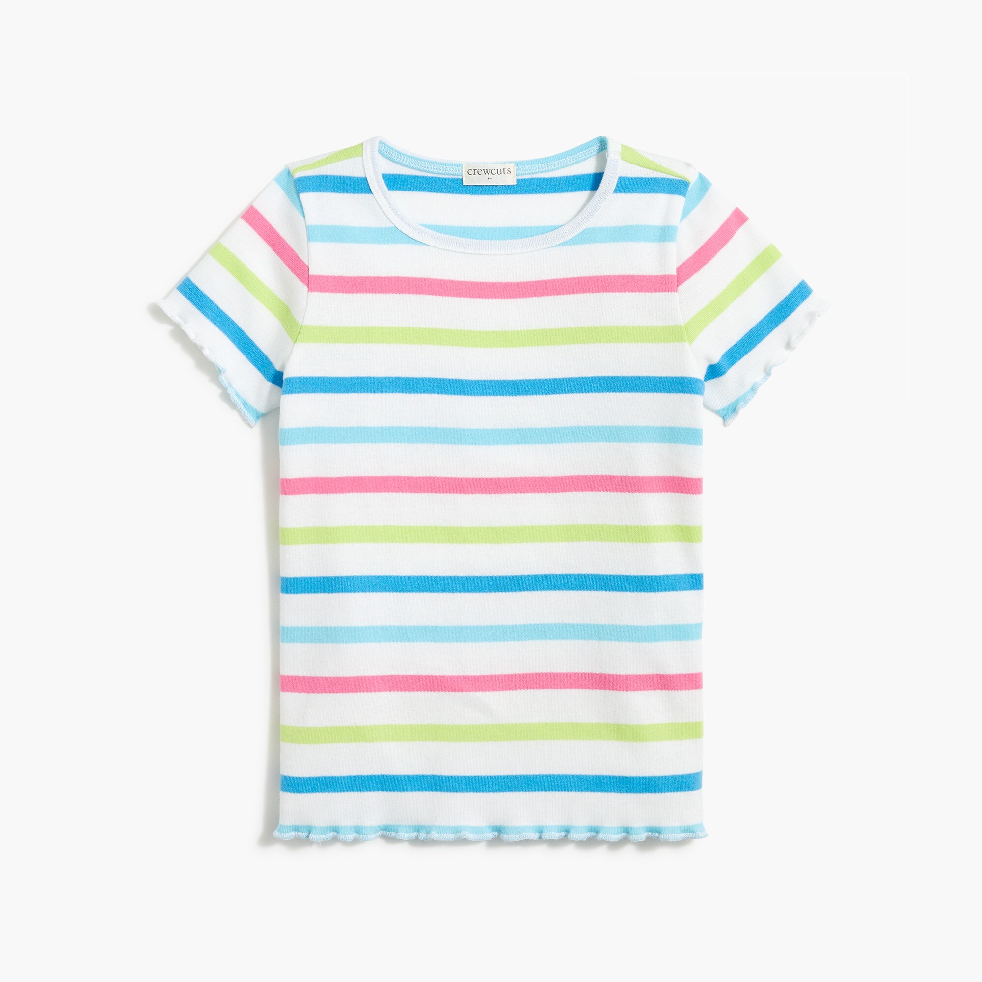 Girls' striped lettuce-edge tee