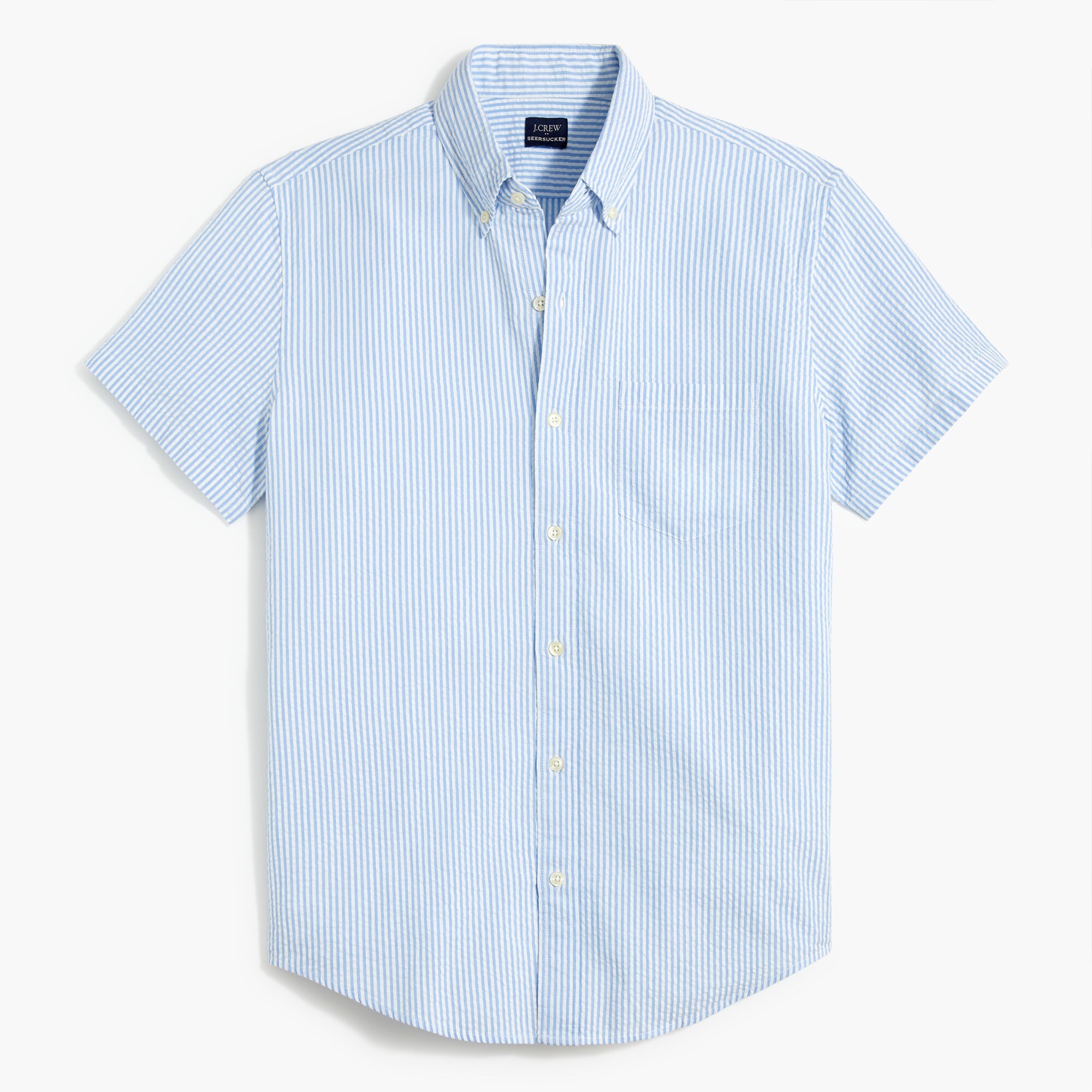slim short-sleeve seersucker shirt for men
