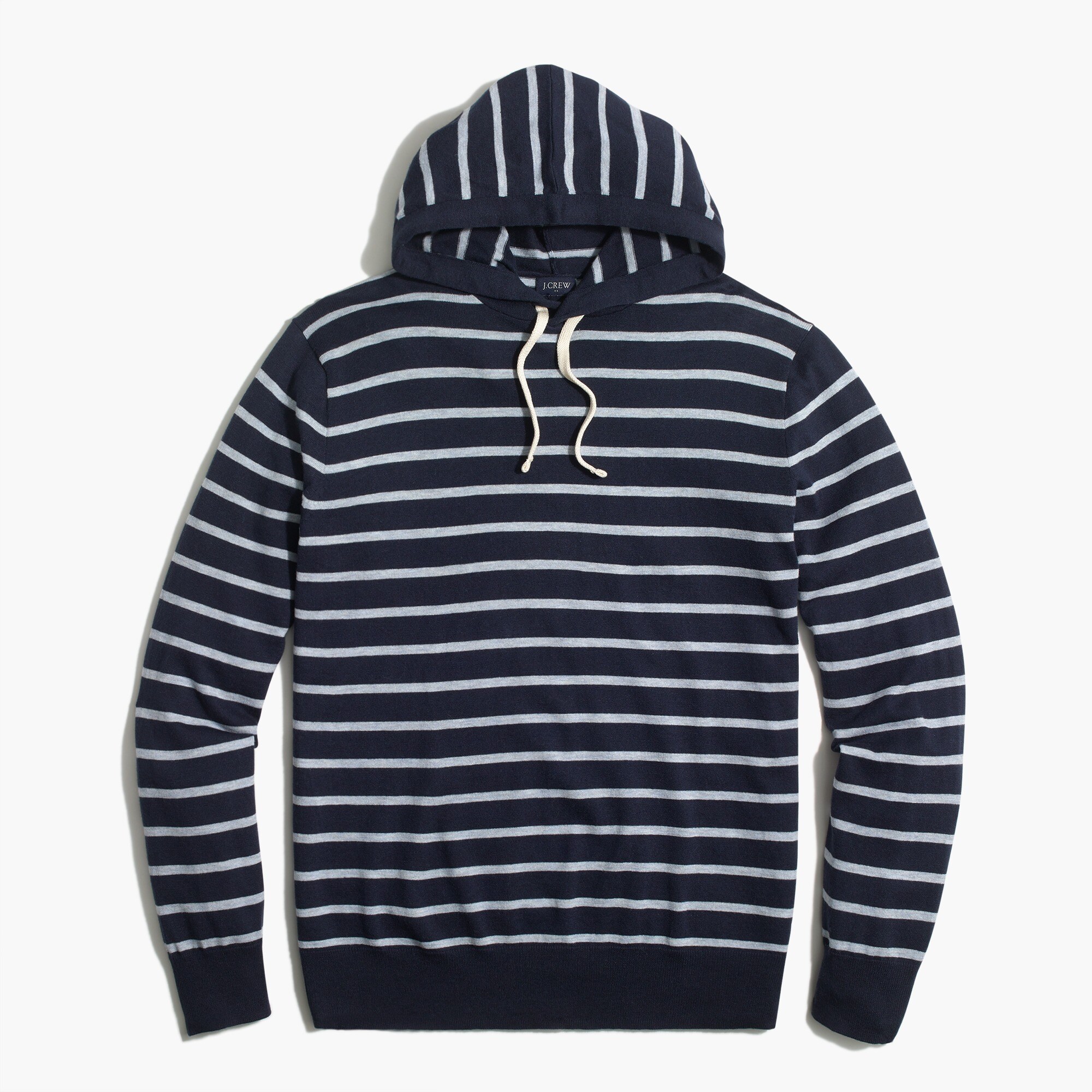 striped cotton-linen blend hoodie for men