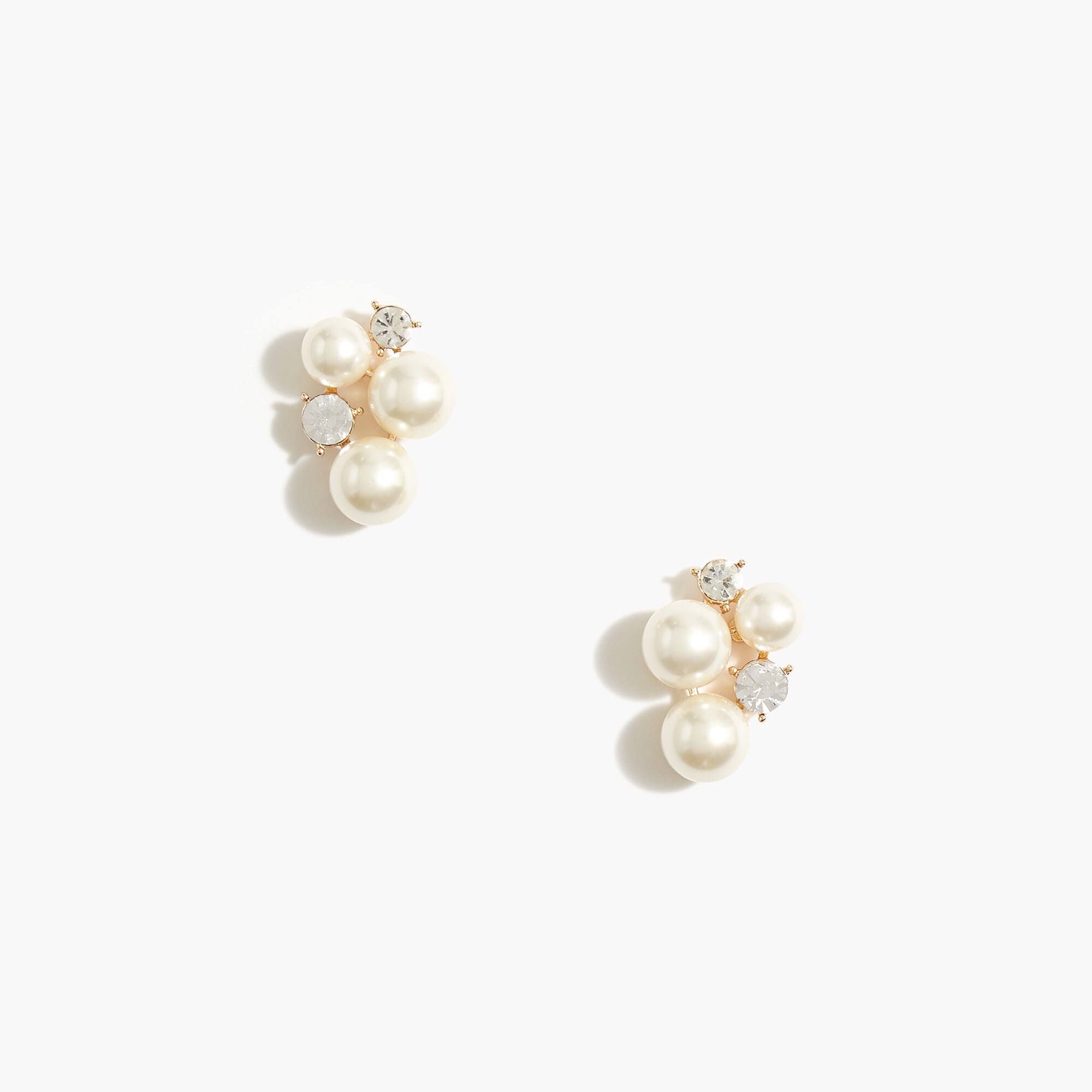 Pearl crystal cluster stud earrings