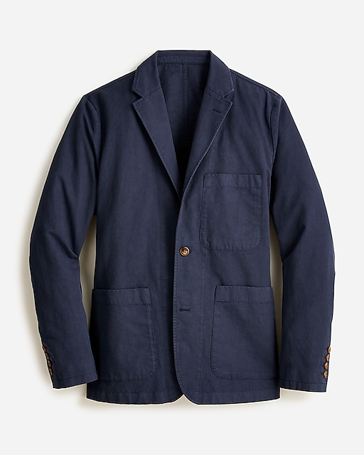  Garment-dyed cotton-linen blend chino suit jacket