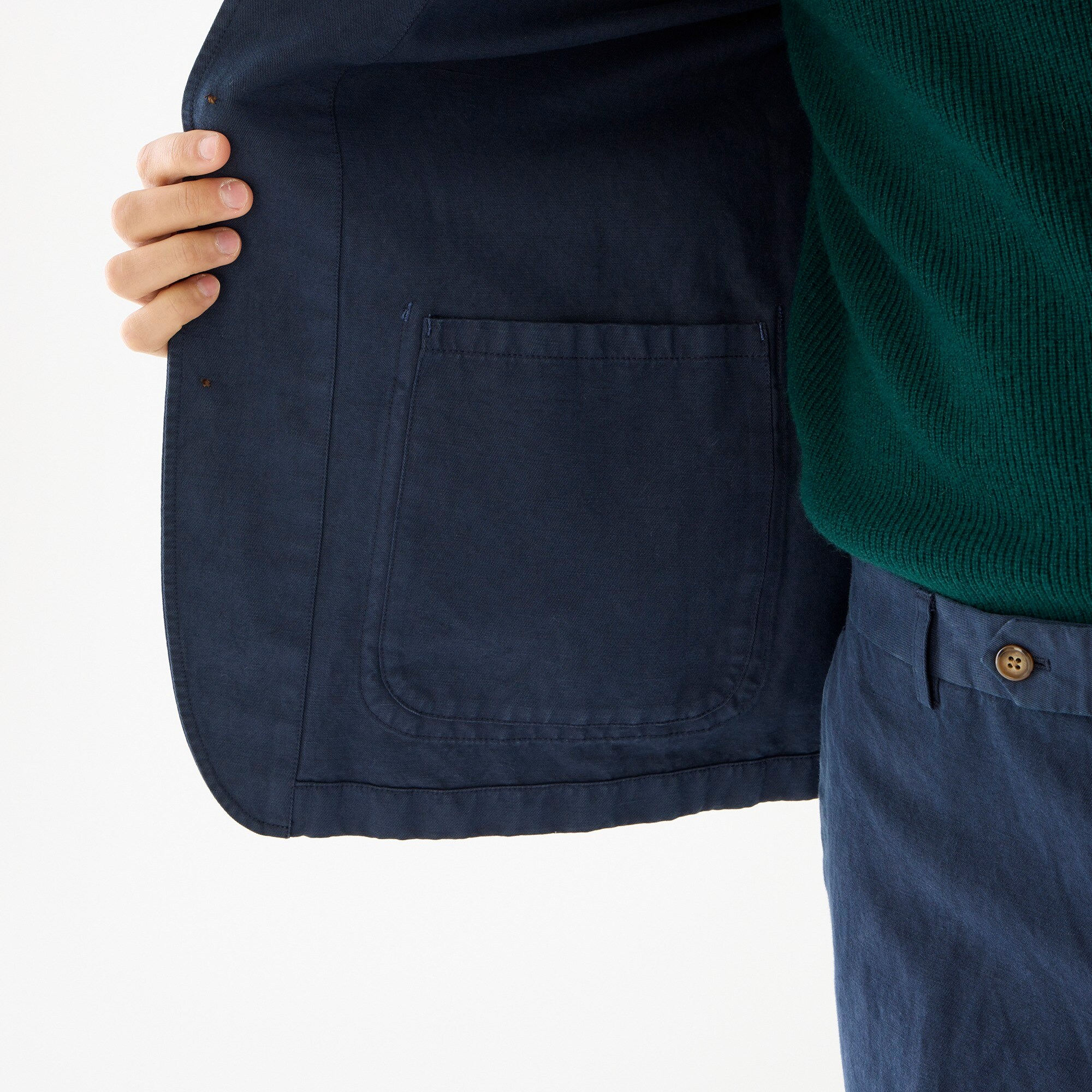 Garment-dyed cotton-linen chino suit jacket