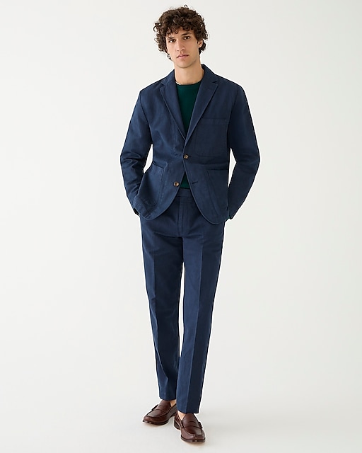 mens Garment-dyed cotton-linen blend chino suit jacket