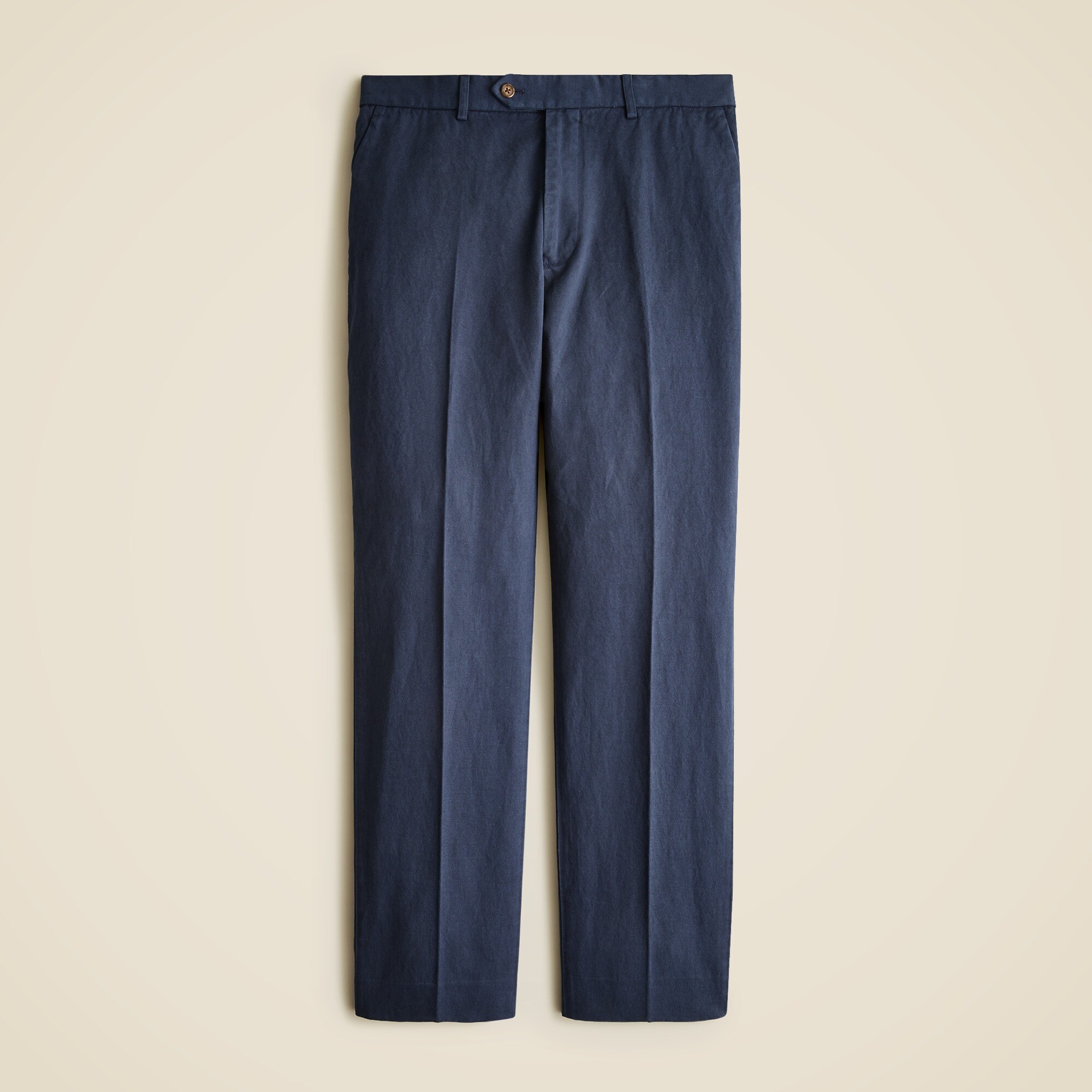 Garment-dyed cotton-linen blend chino suit pant