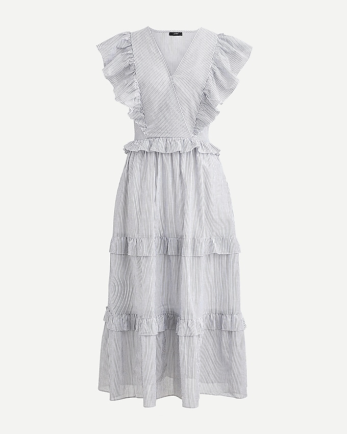 j.crew: ruffle-sleeve cotton voile dress for women, right side, view zoomed