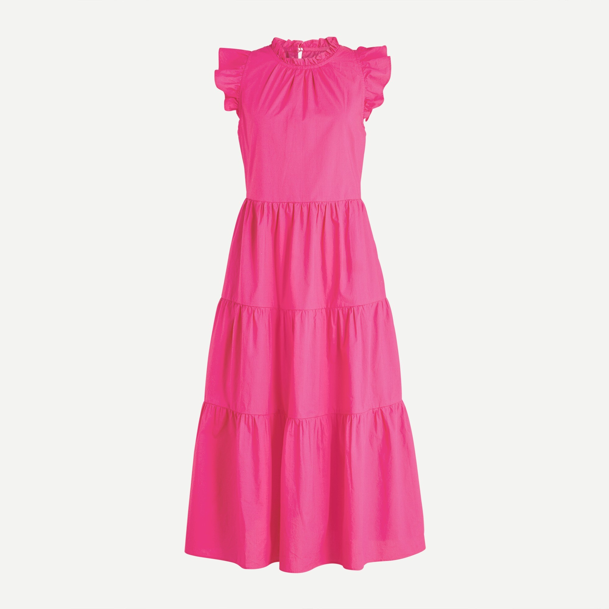 Tiered ruffle-sleeve cotton poplin dress