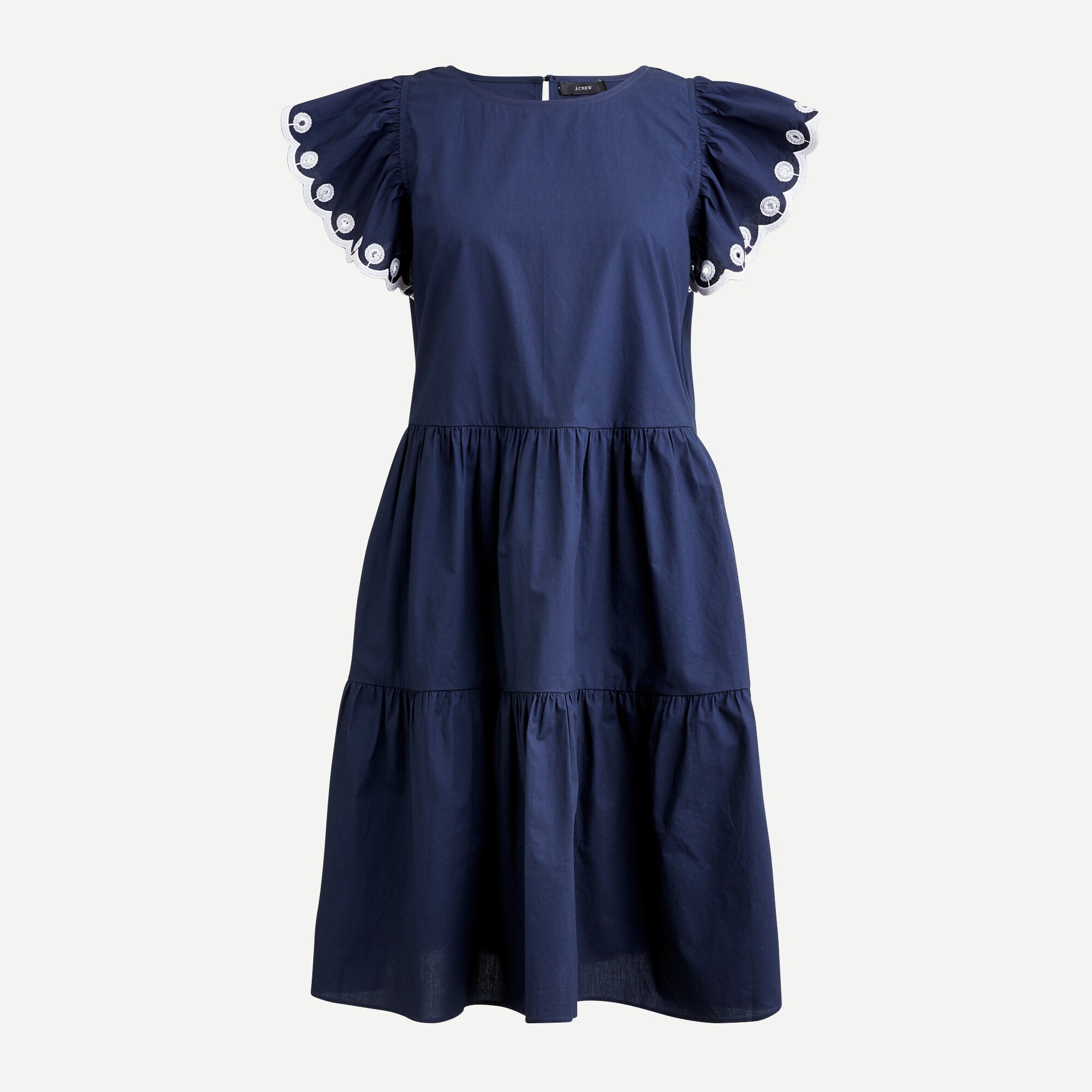 Tiered embroidered ruffle-sleeve dress