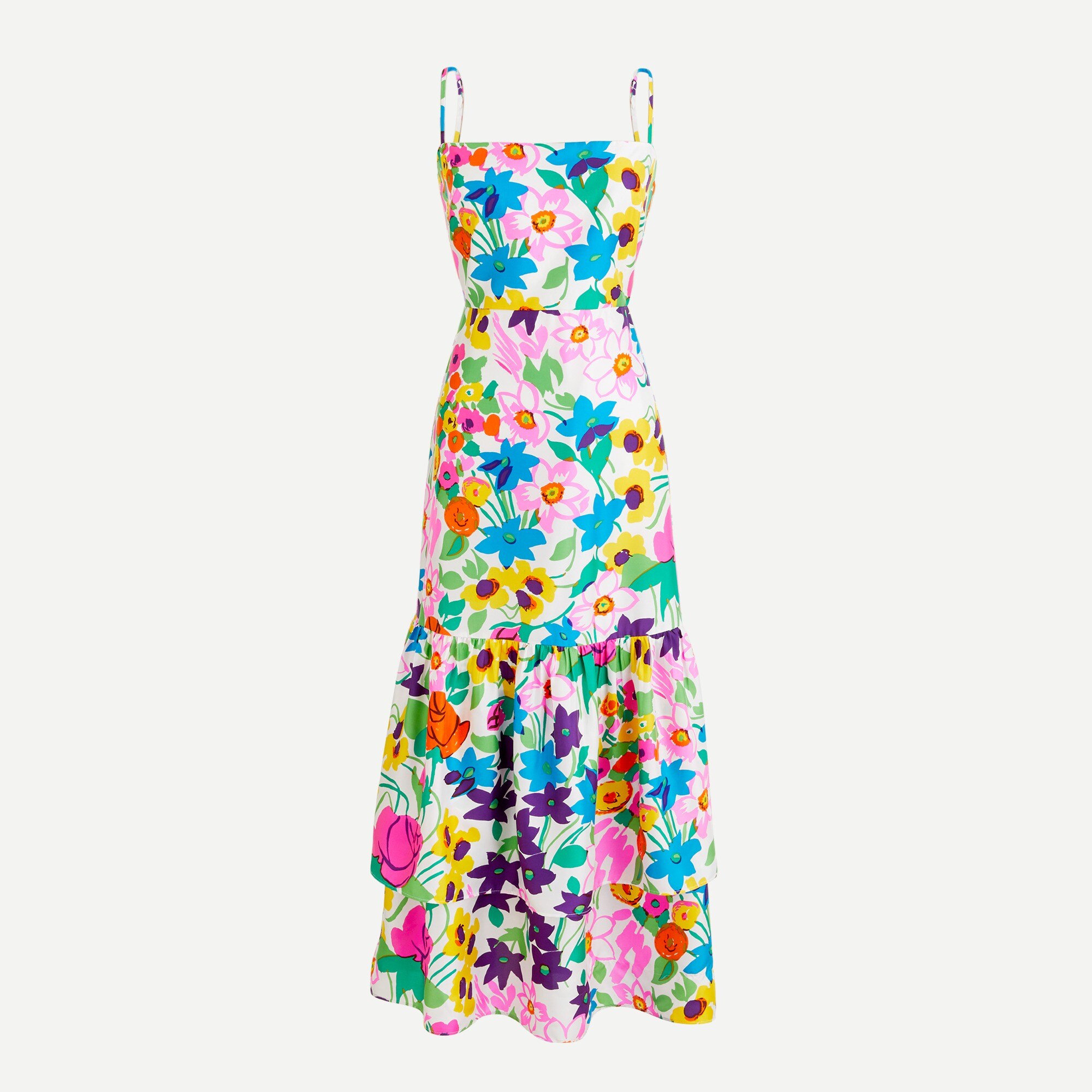 Tiered silk twill dress