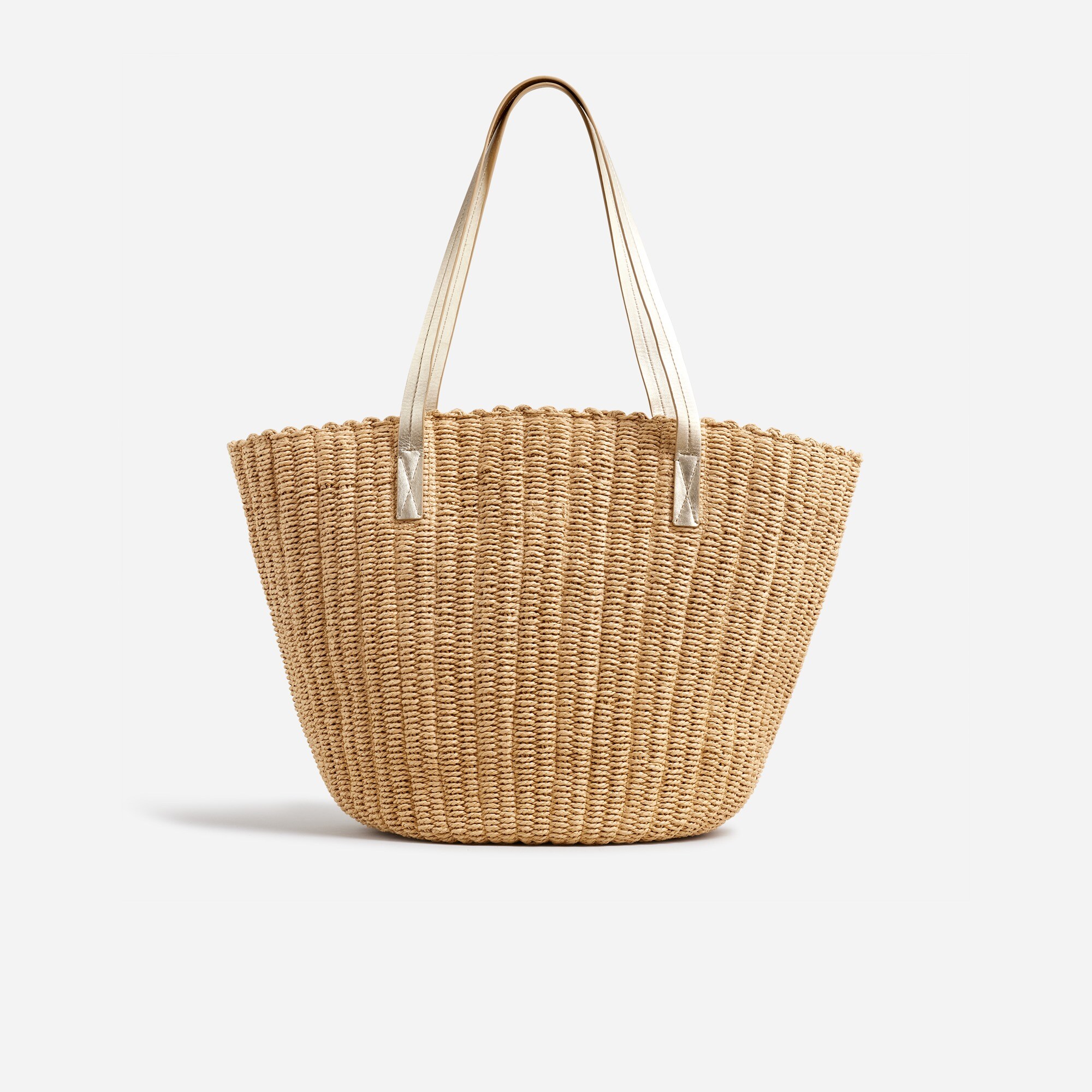 Woven straw market tote