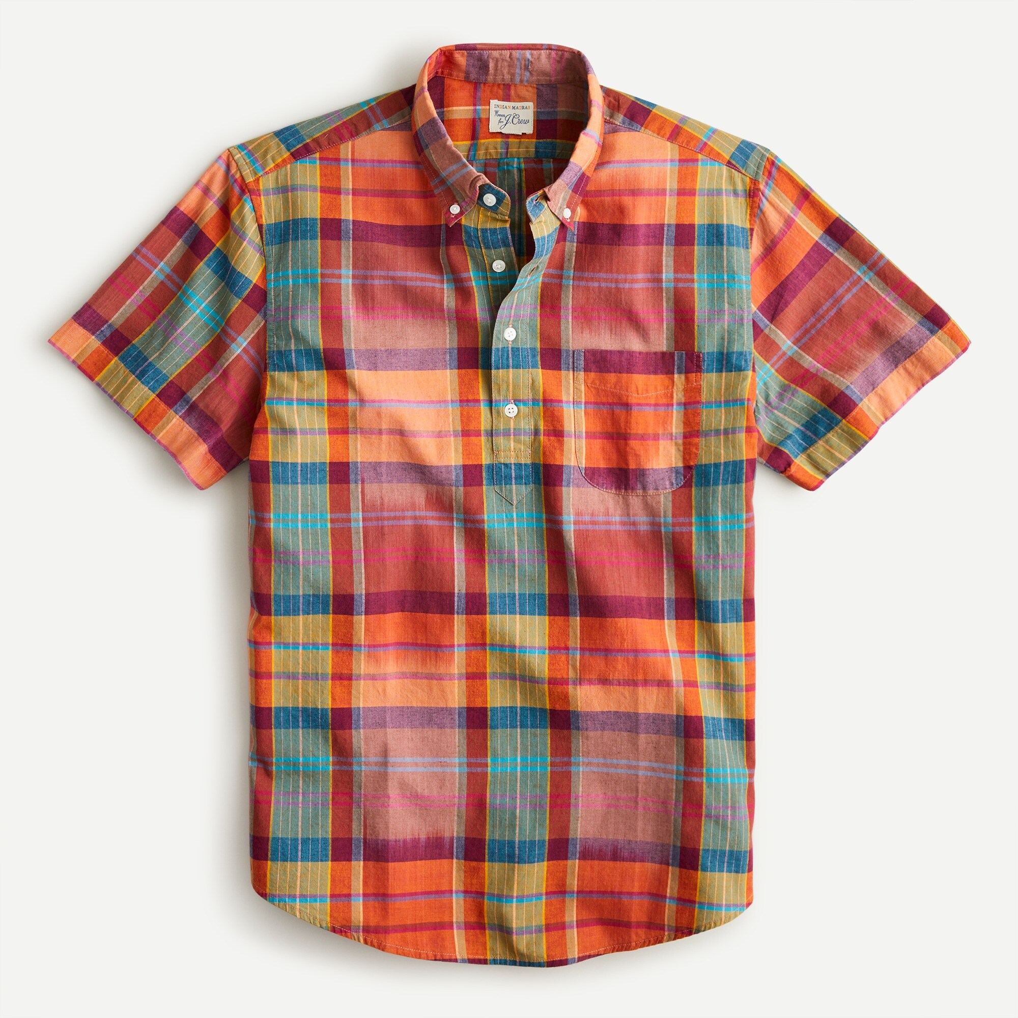 Short-sleeve Indian Madras Popover For Men | J.Crew