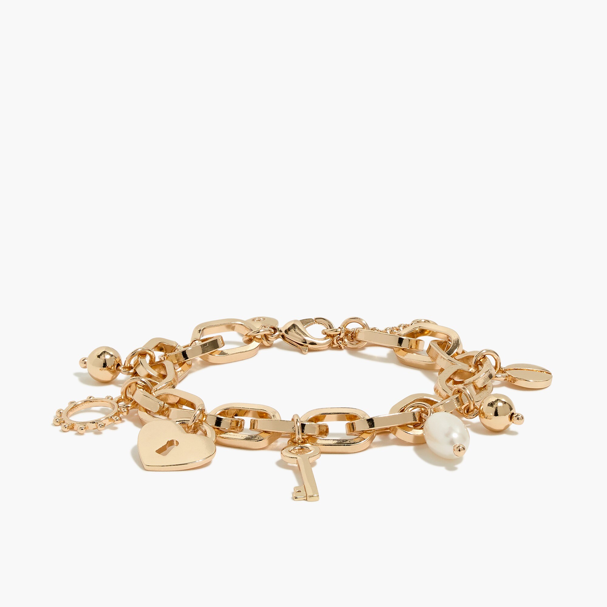 Heart lock and key charm bracelet