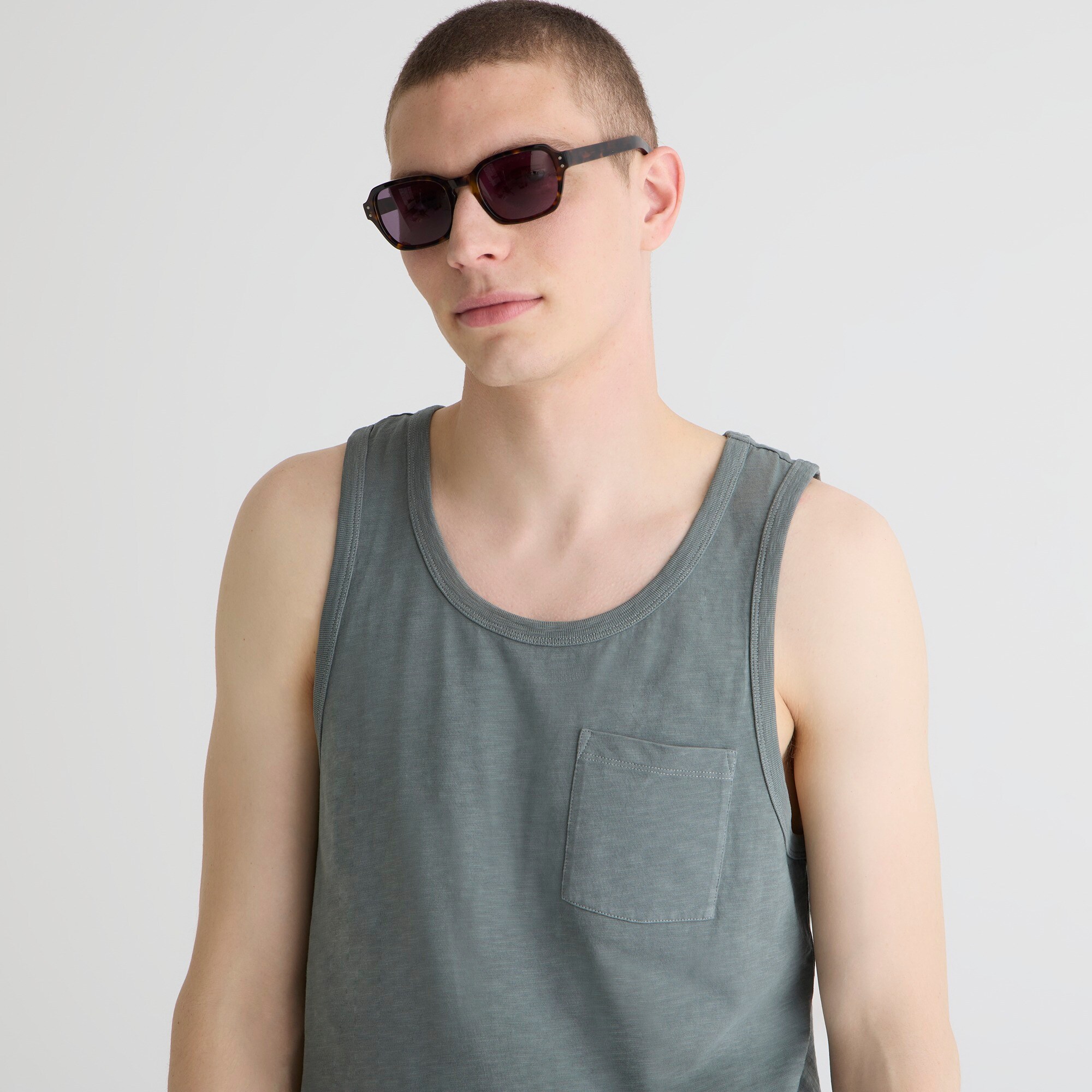 J Crew Garment Dyed Slub Cotton Pocket Tank Top