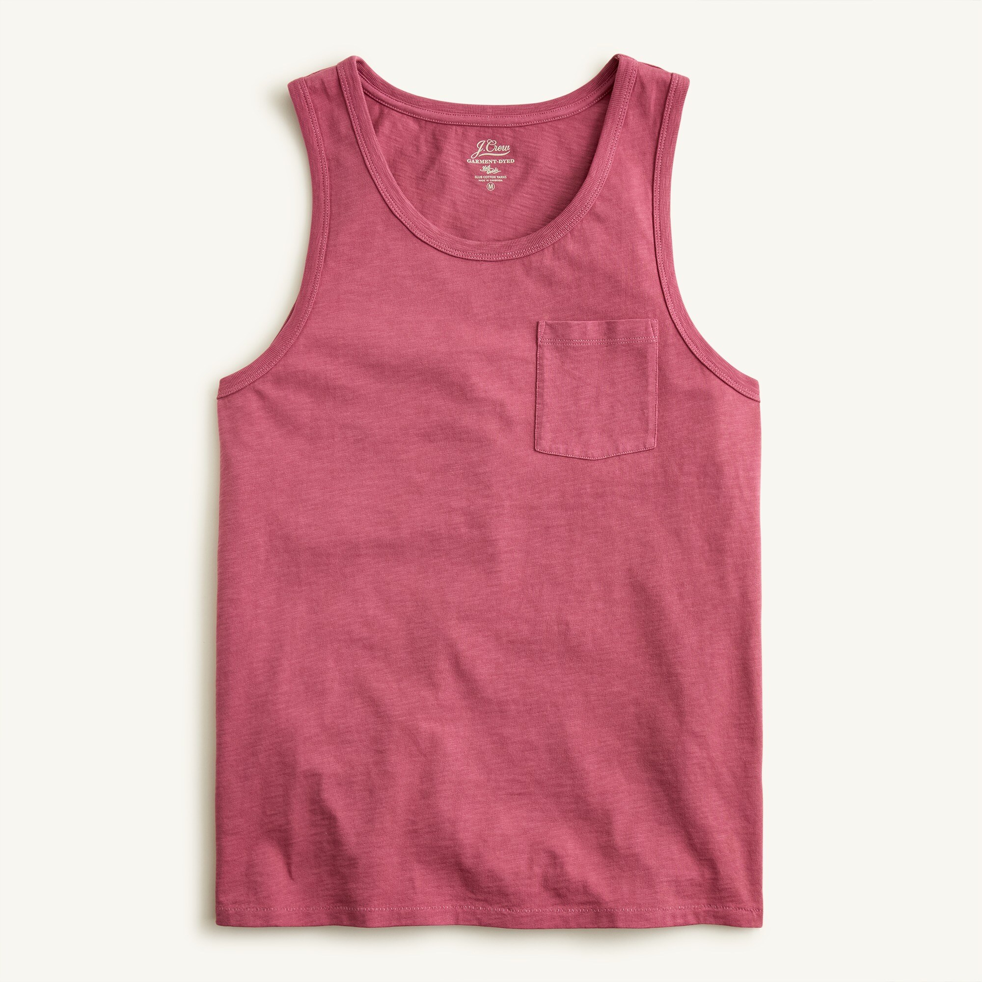 Garment-dyed slub cotton pocket tank top